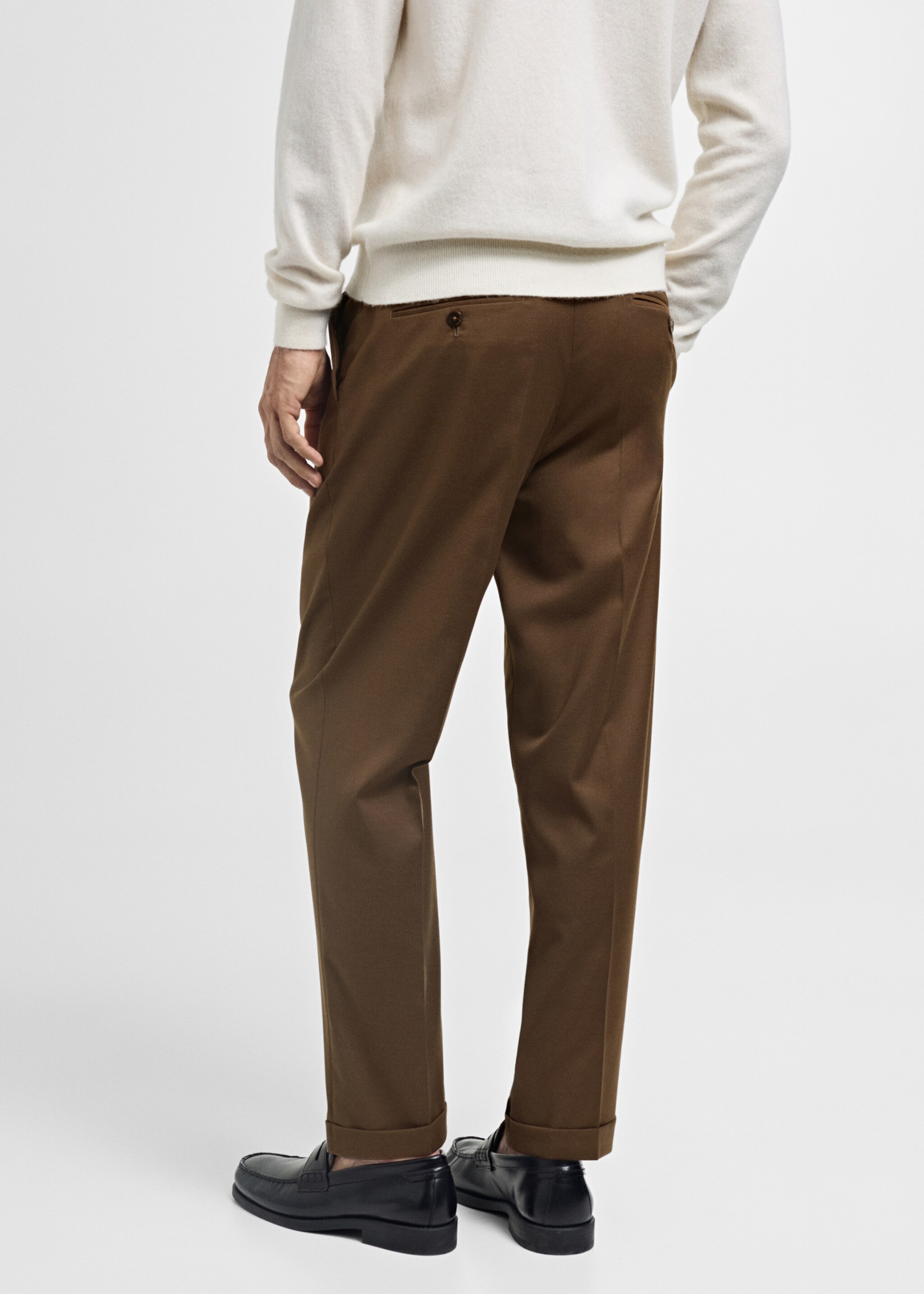 Slim-fit suit trousers - Reverse of the article, Brown. Ref: 77015975-00.