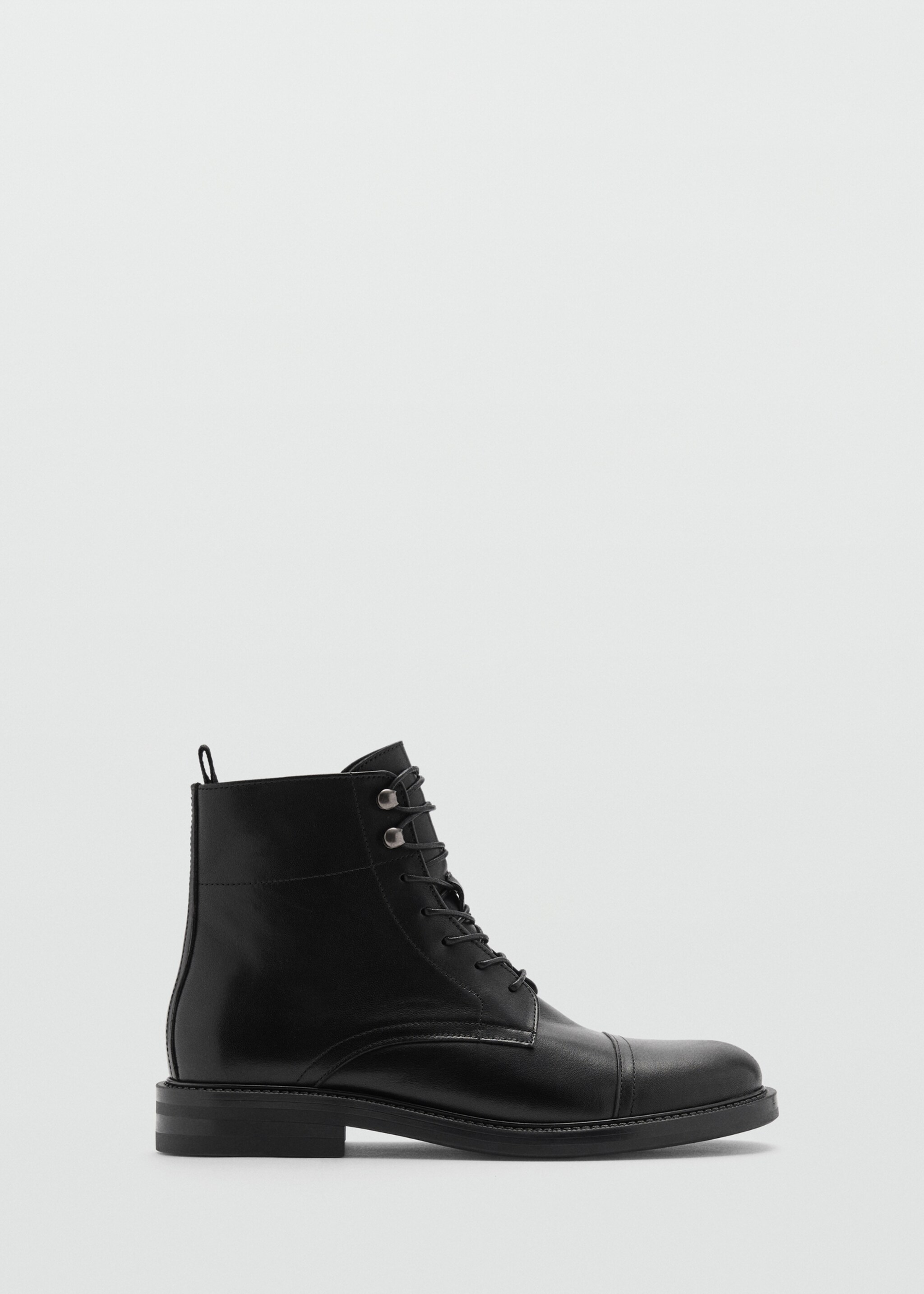 Lace-up leather ankle boots - Article without model, Black. Ref: 77015981-00.