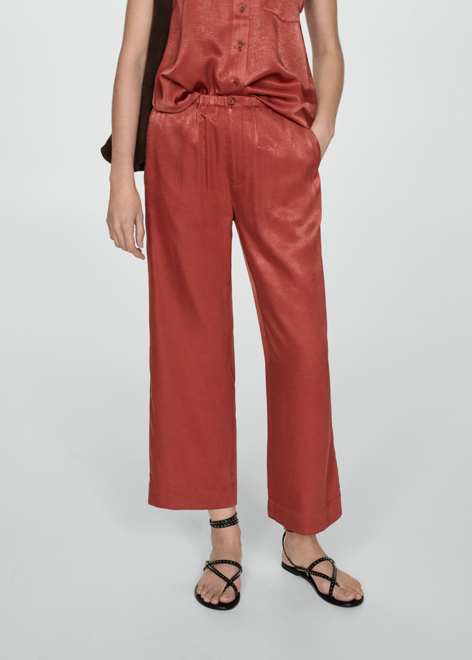 Satijnen crop broek - Middenvlak