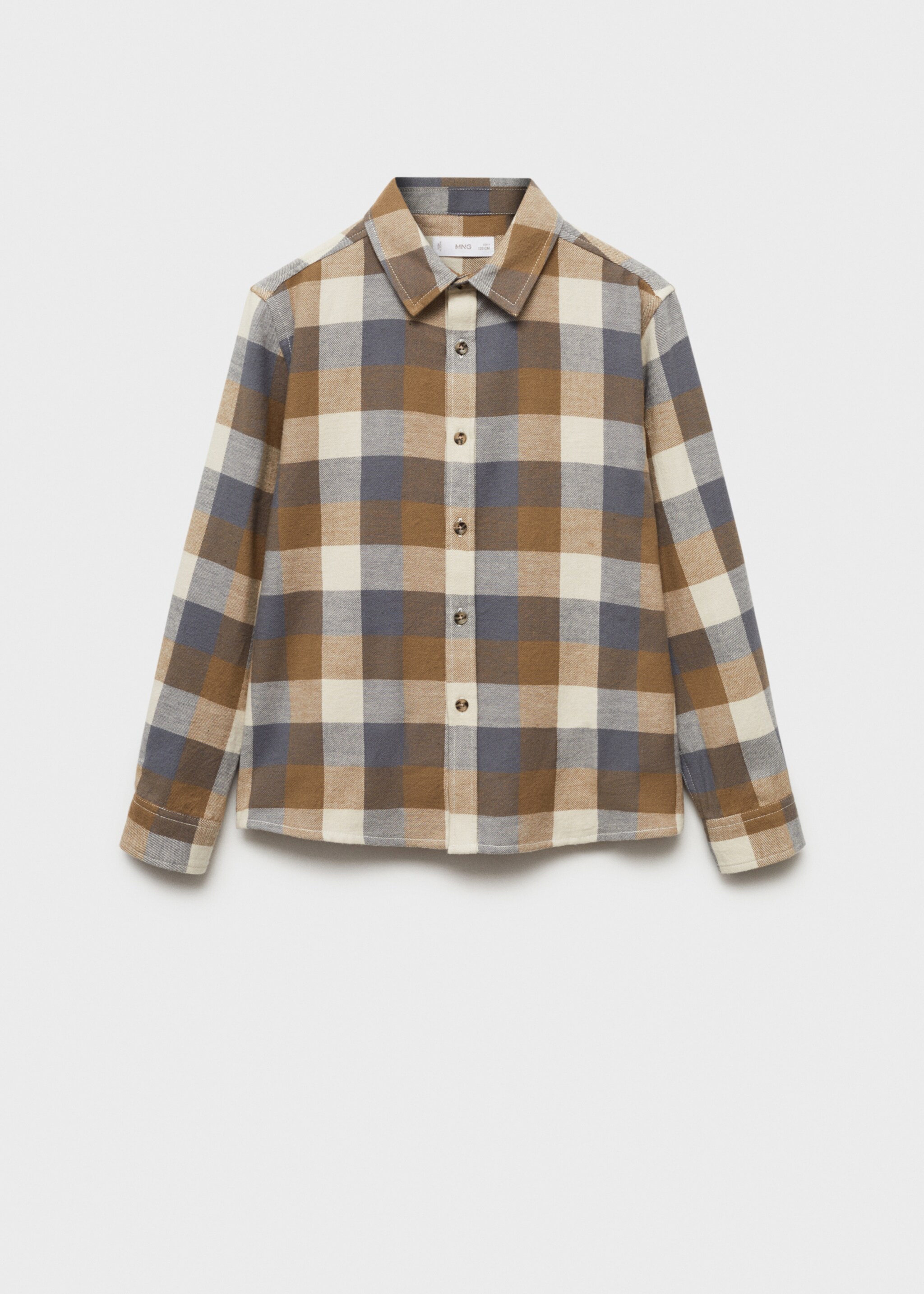 Check cotton shirt - Article without model, Brown. Ref: 77015983-00.
