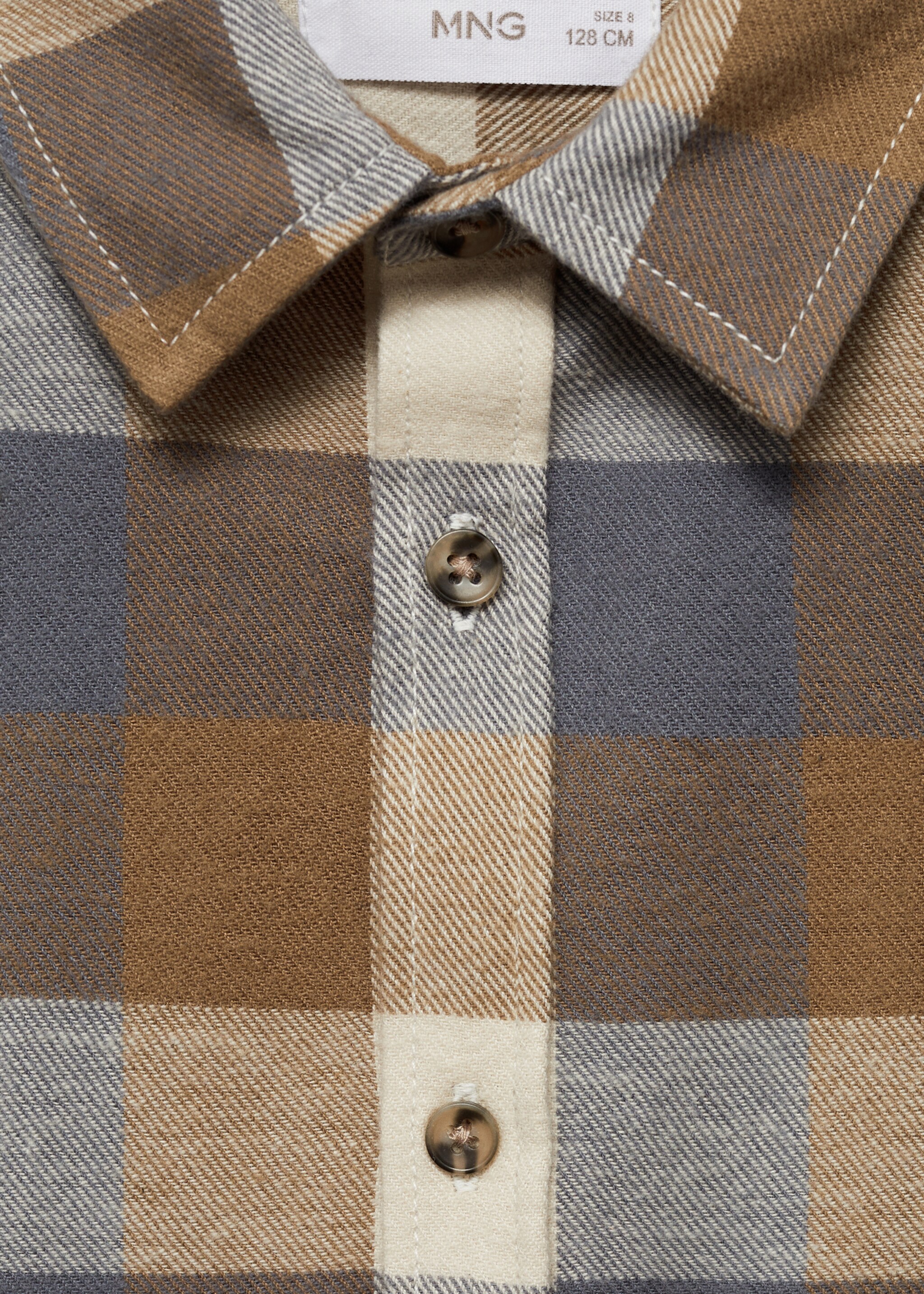 Check cotton shirt - Details of the article 8, Brown. Ref: 77015983-00.
