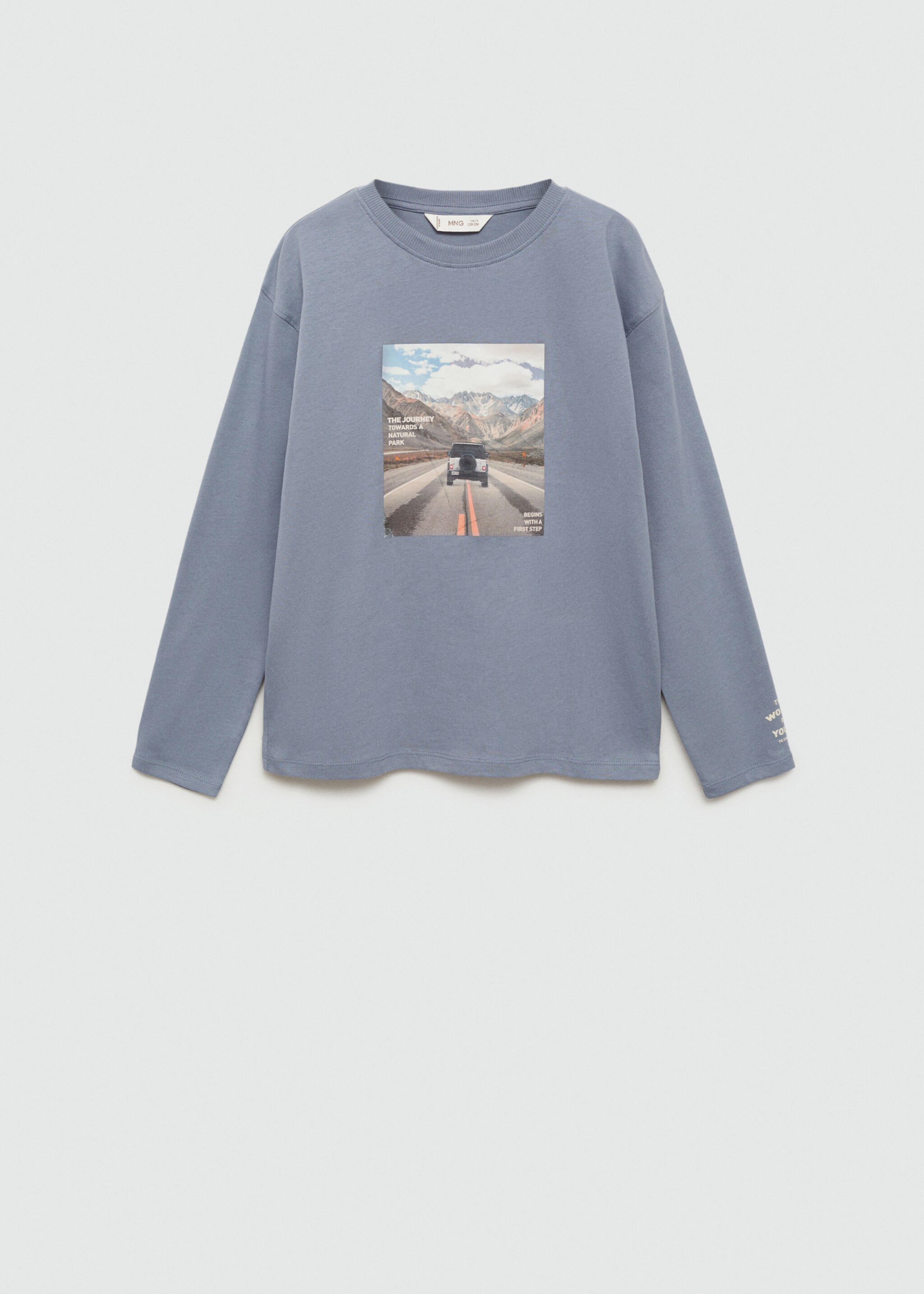 Printed cotton-blend T-shirt - Article without model, Blue. Ref: 77015985-00.