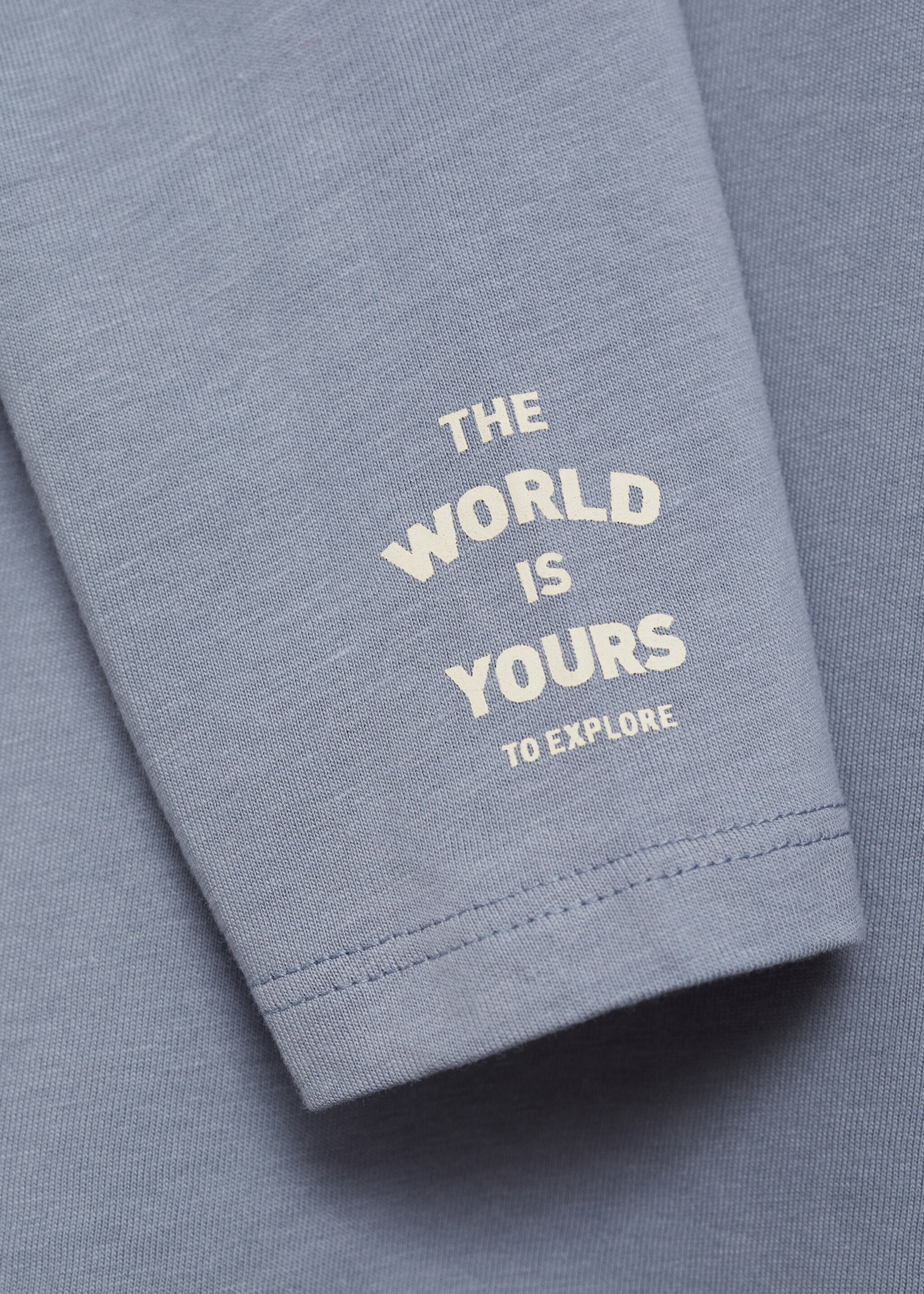 Printed cotton-blend T-shirt - Details of the article 0, Blue. Ref: 77015985-00.