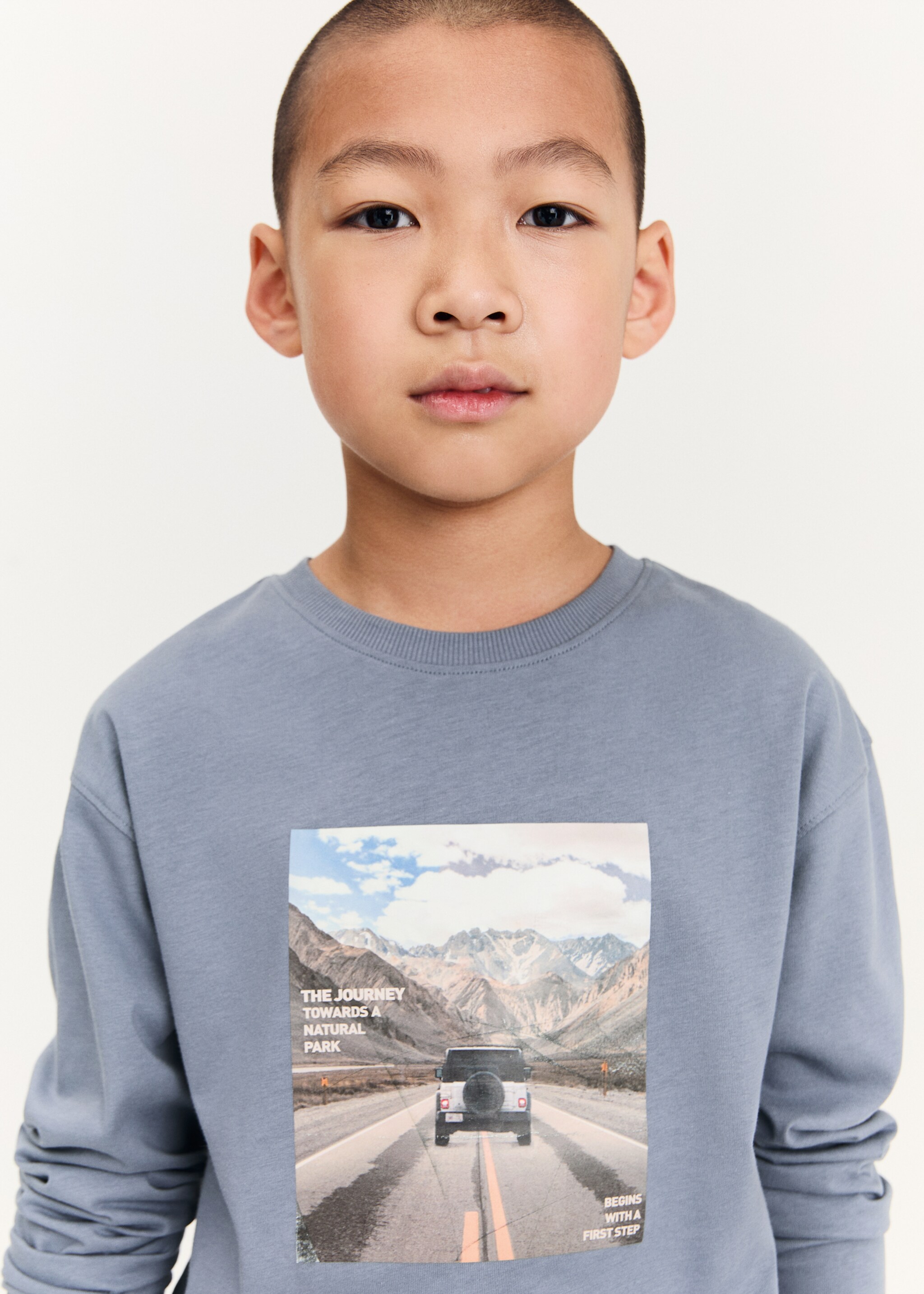 Printed cotton-blend T-shirt - Details of the article 1, Blue. Ref: 77015985-00.