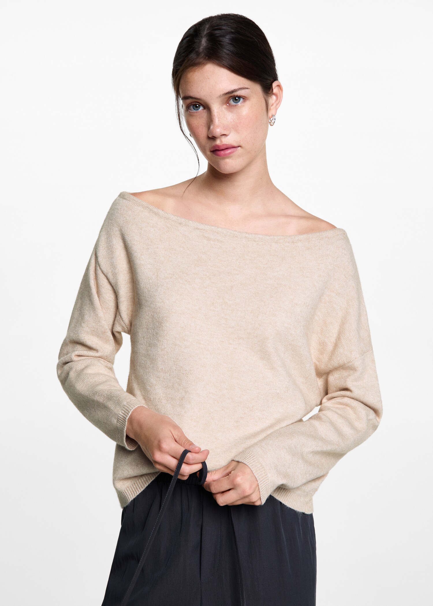 Boat-neck knitted sweater - Medium plane