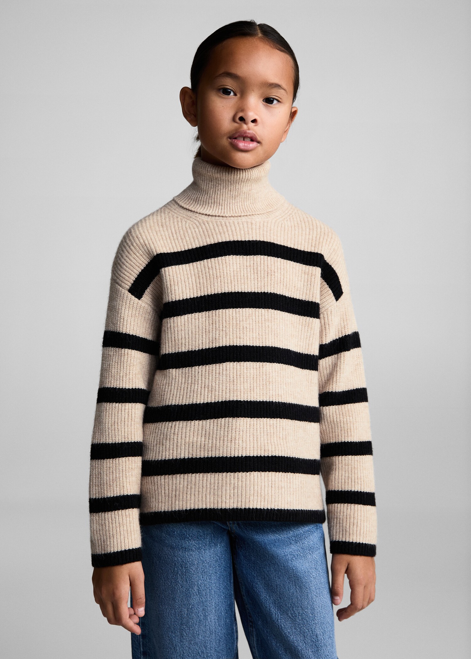 Stand-collar striped sweater - Medium plane