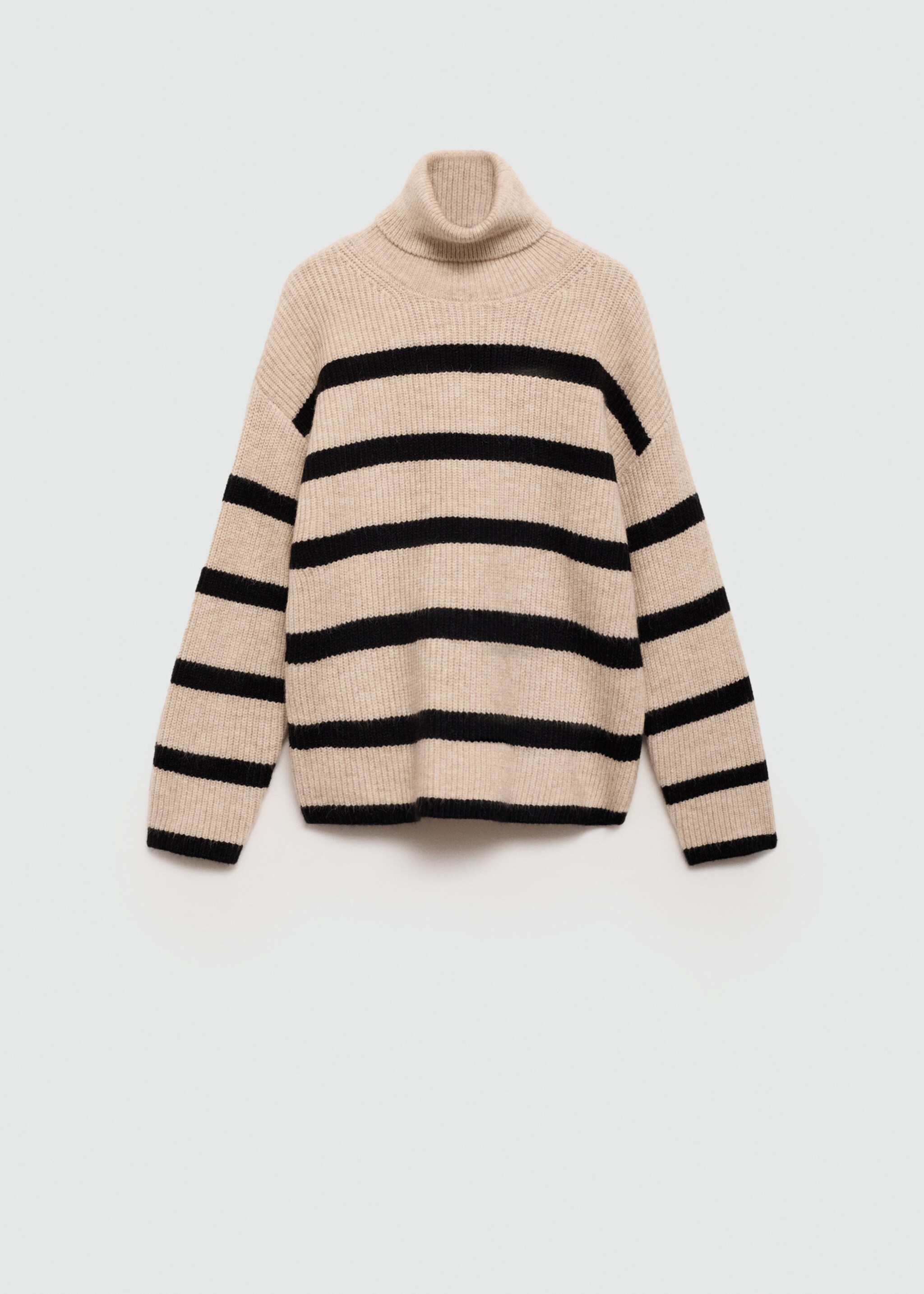 Stand-collar striped sweater - Article without model, Sand. Ref: 77015989-00.