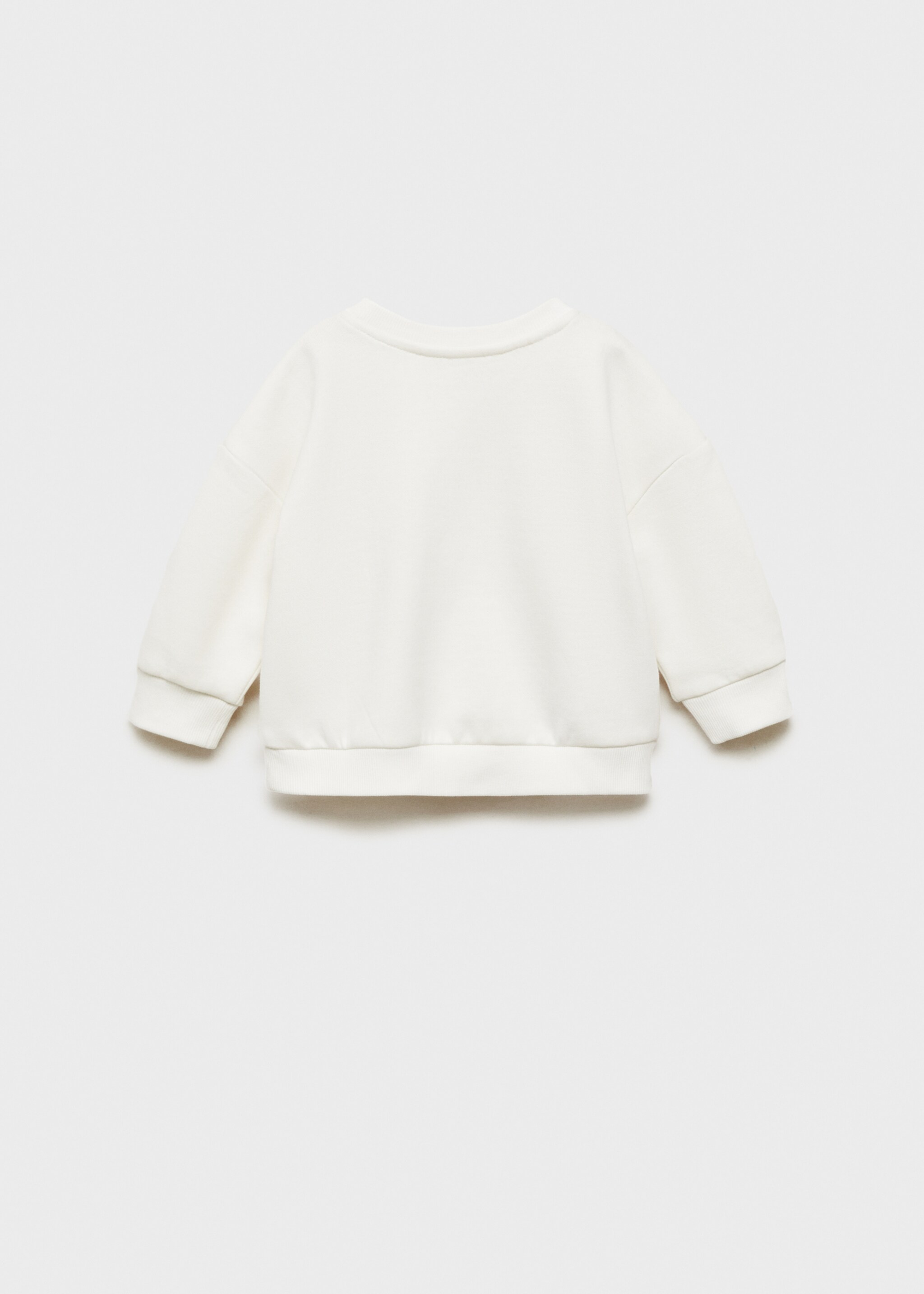 Sudadera algodón detalle bordado - Reverso del artículo, Blanco roto. Ref: 77016349-00.