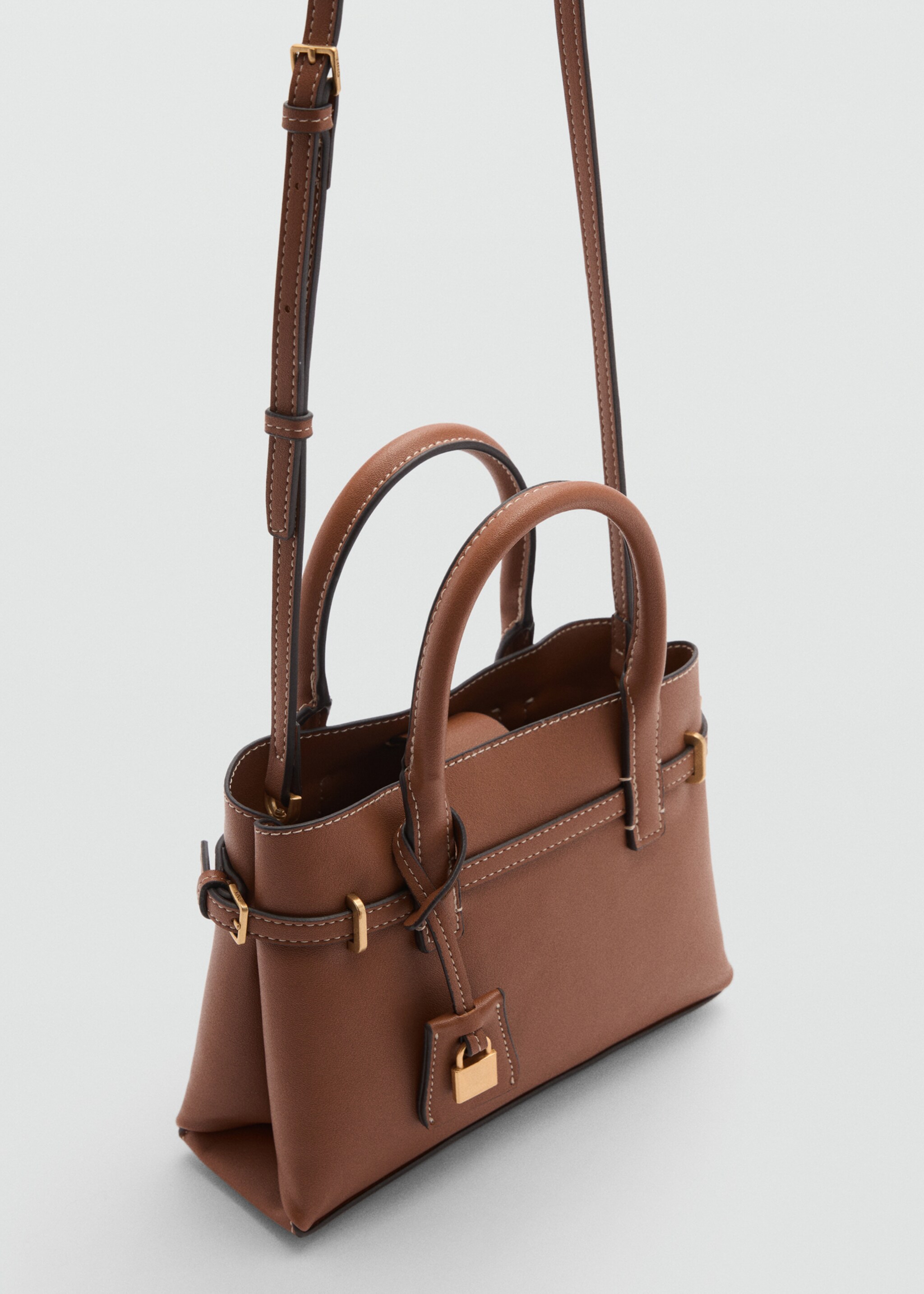 Mini-shopper with rear padlock - Medium plane, Leather. Ref: 77016356-00.