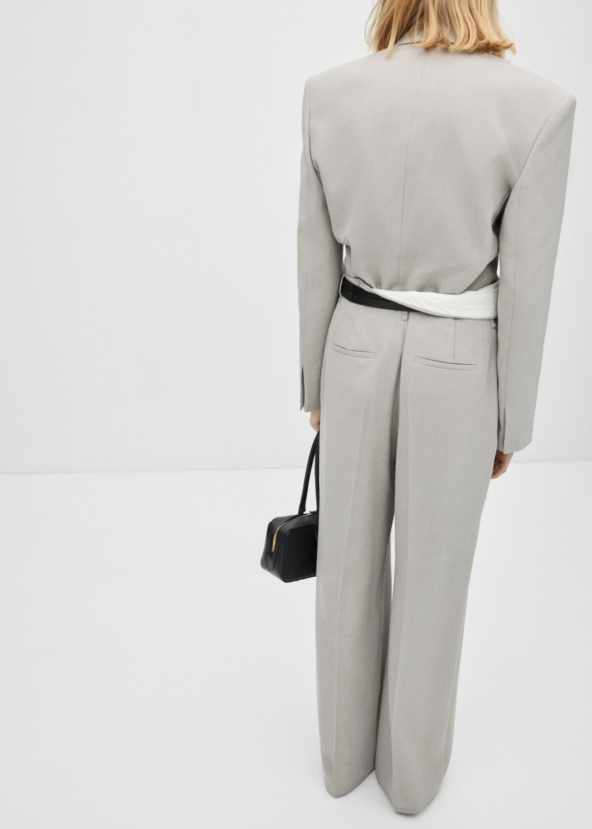 Straight-fit suit trousers - Reverse of the article, Light/Pastel Grey. Ref: 77016357-00.