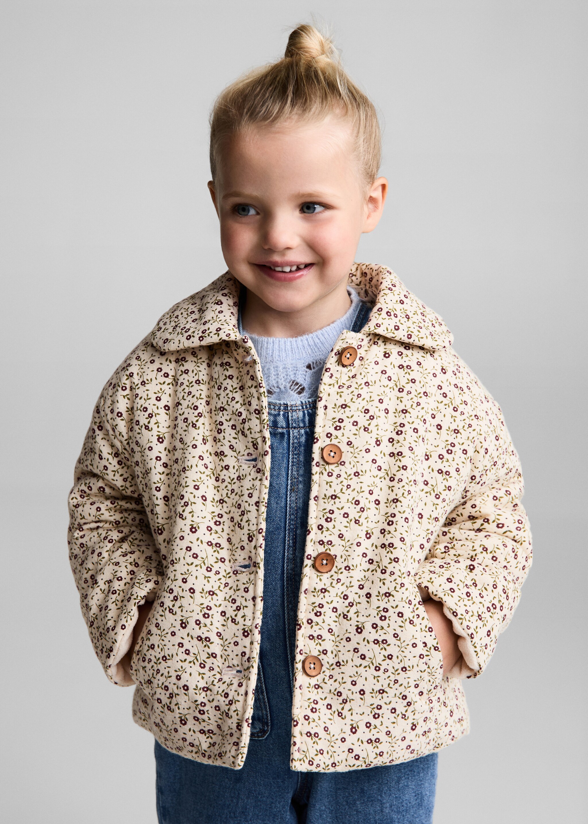 Printed cotton coat - Medium plane, Ecru. Ref: 77016724-00.