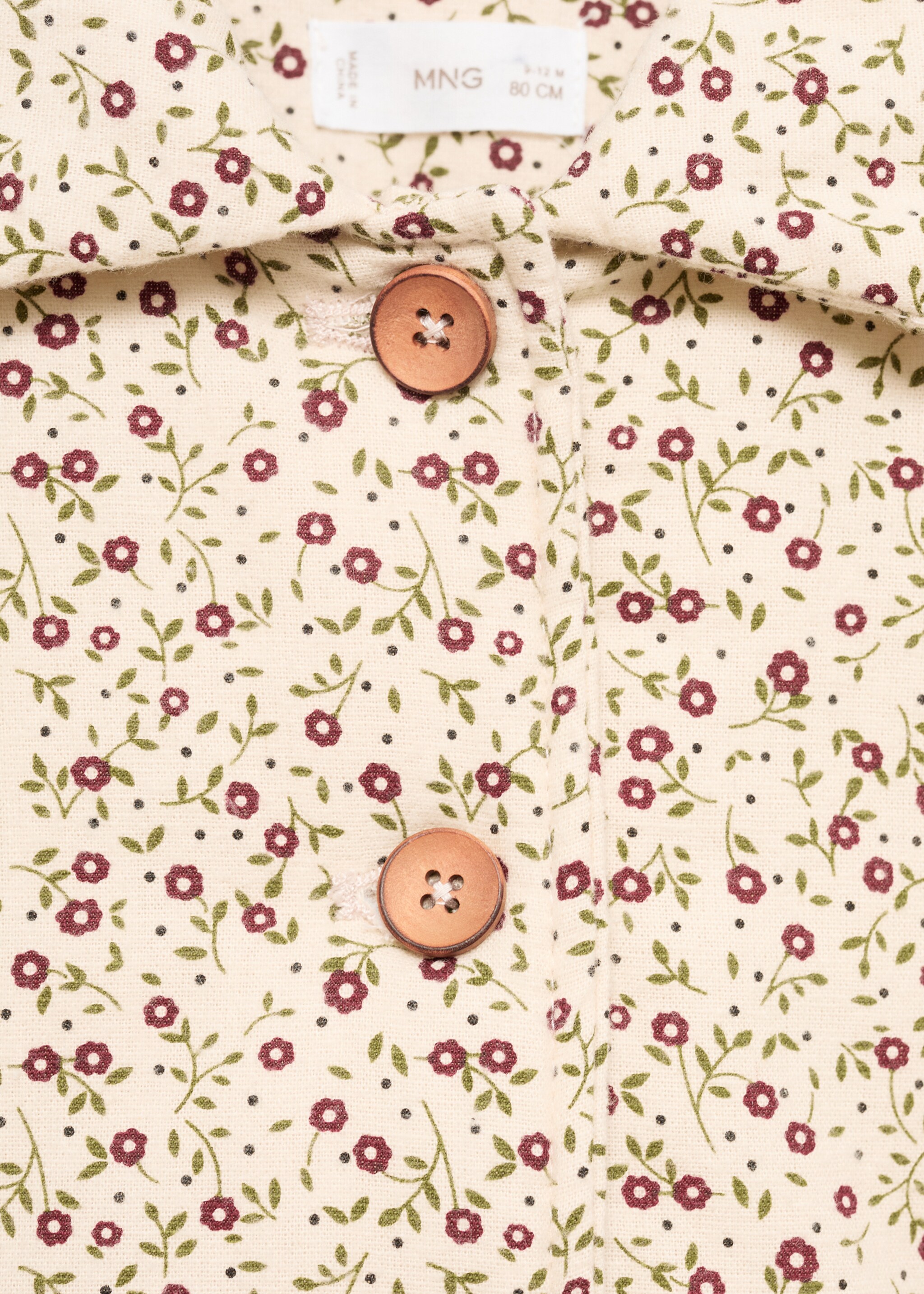 Printed cotton coat - Details of the article 8, Ecru. Ref: 77016724-00.