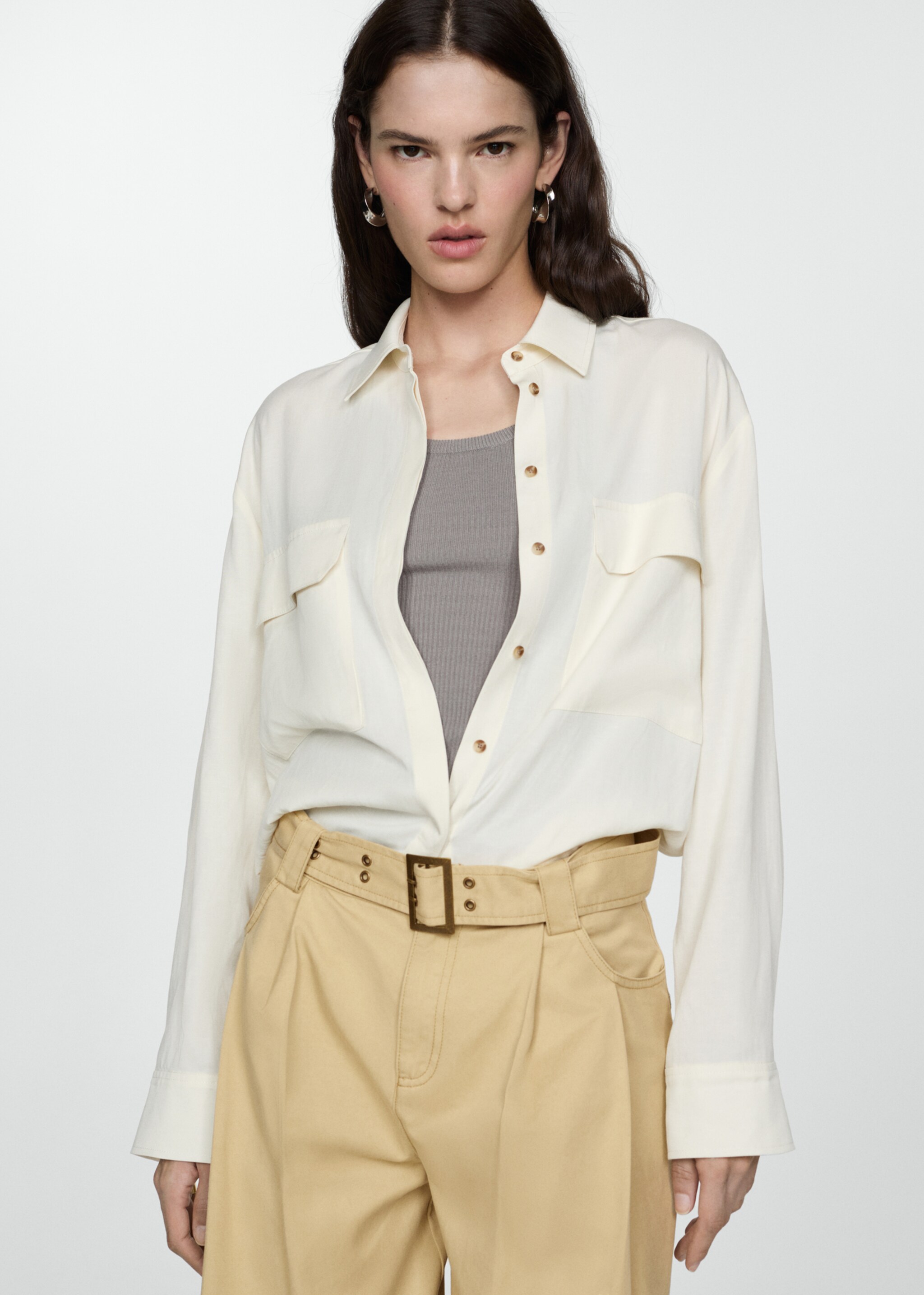 Lyocell broek met ceintuur - Middenvlak