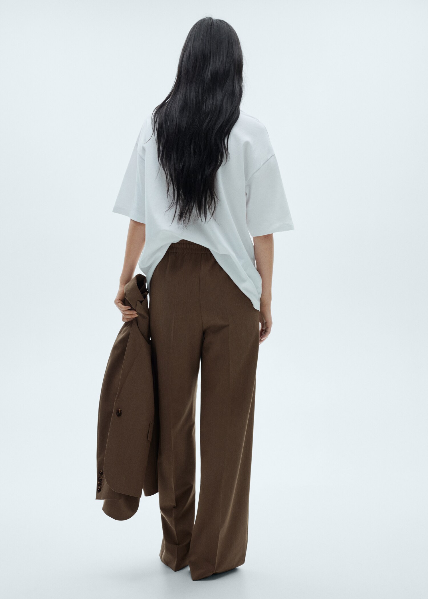 Straight-fit trousers with elastic waist - Reverse of the article
