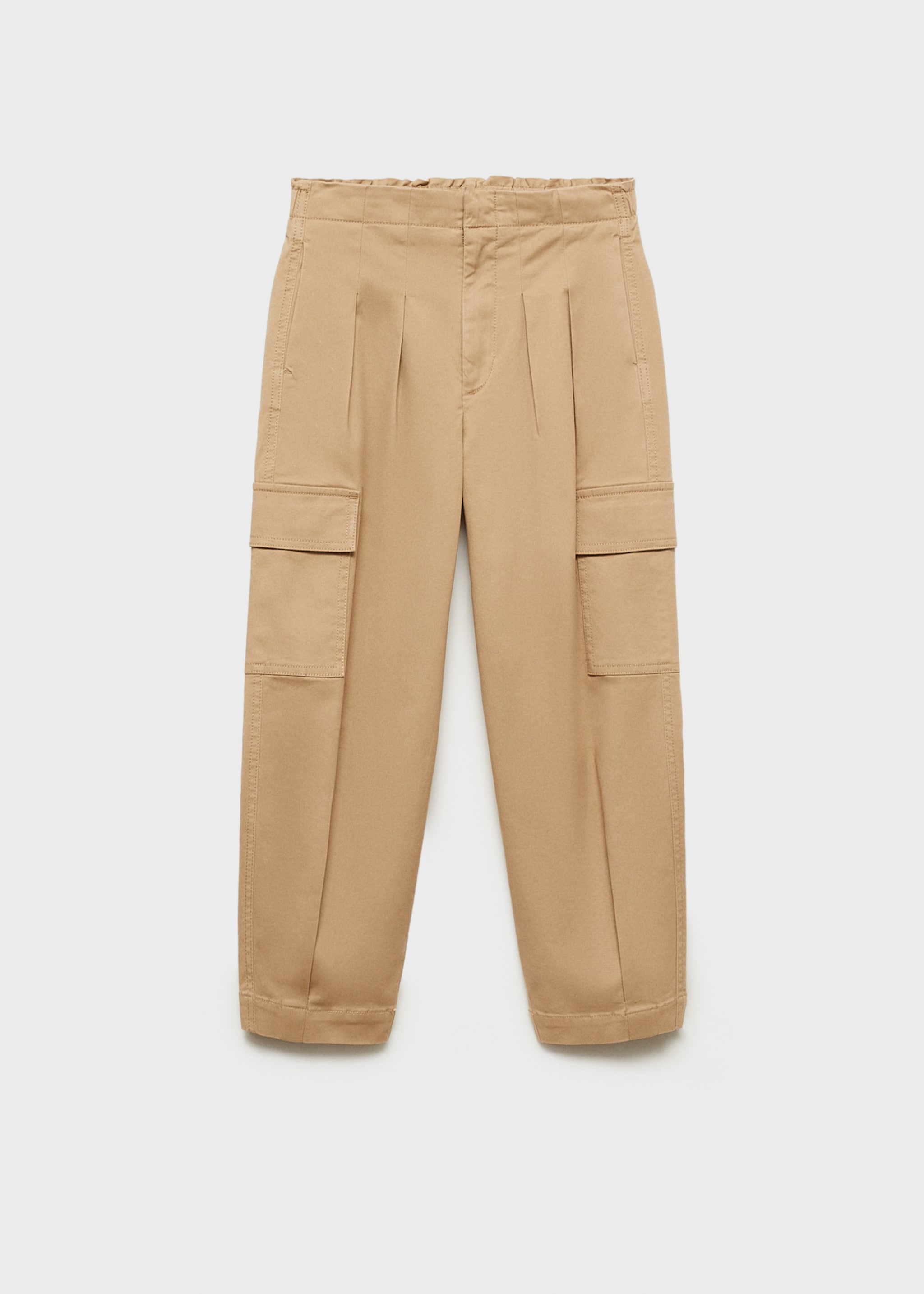 Pleated cargo pants - Article without model, Medium Brown. Ref: 77016731-00.