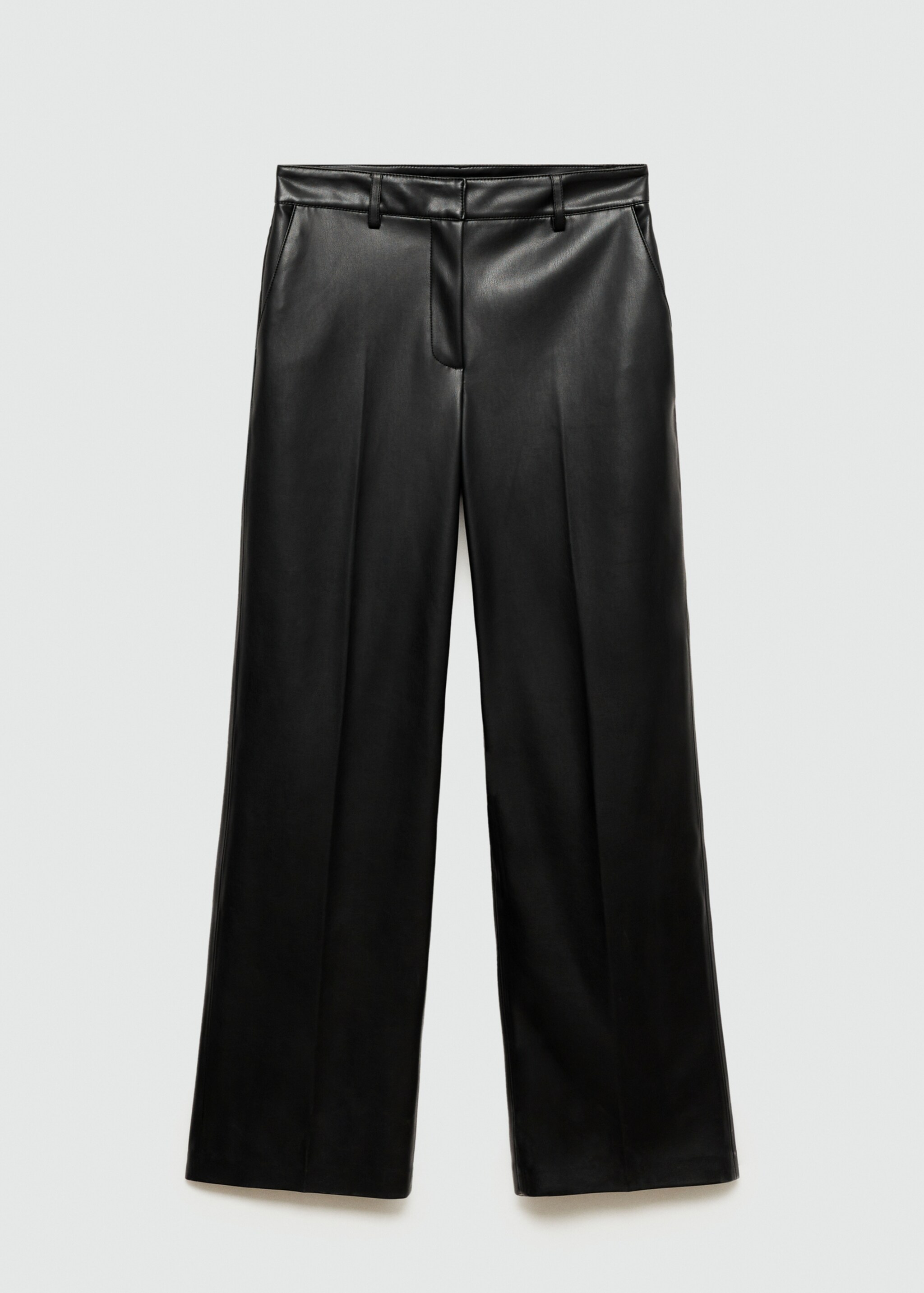 Wideleg broek van imitatieleer - Artikel zonder model, Zwart. Ref: 77016734-00.