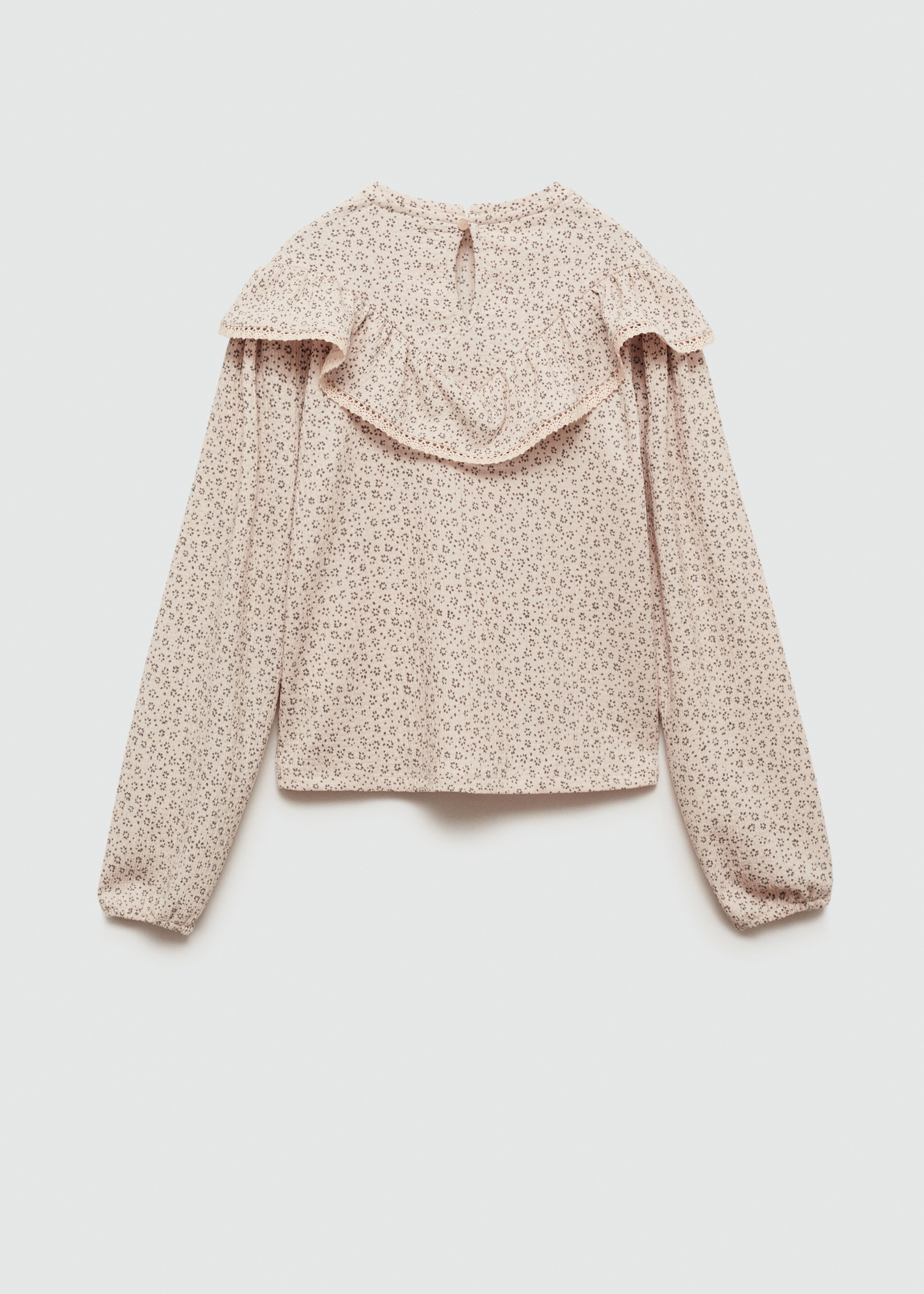 Gebloemde blouse met ruche - Achterkant van het artikel, Zand. Ref: 77016738-00.