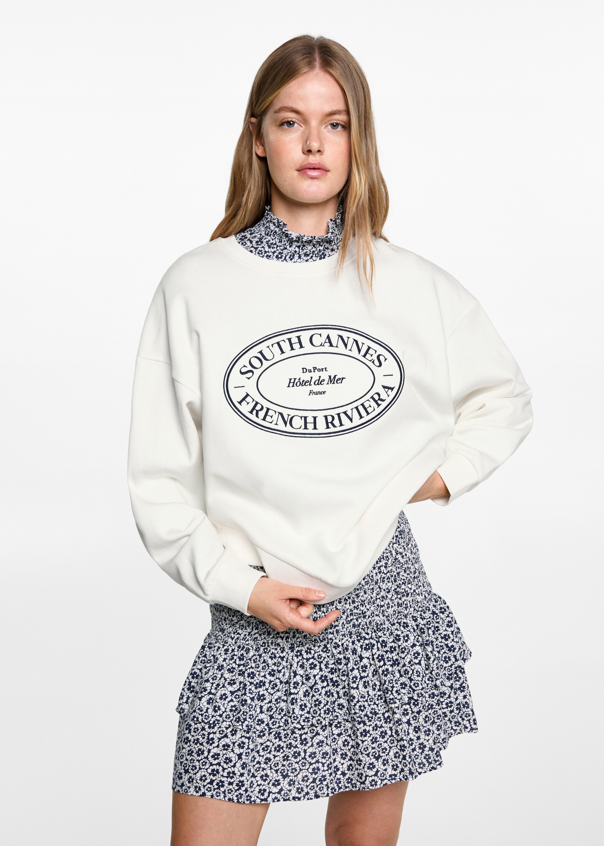 Embroidered detail cotton sweatshirt - Medium plane