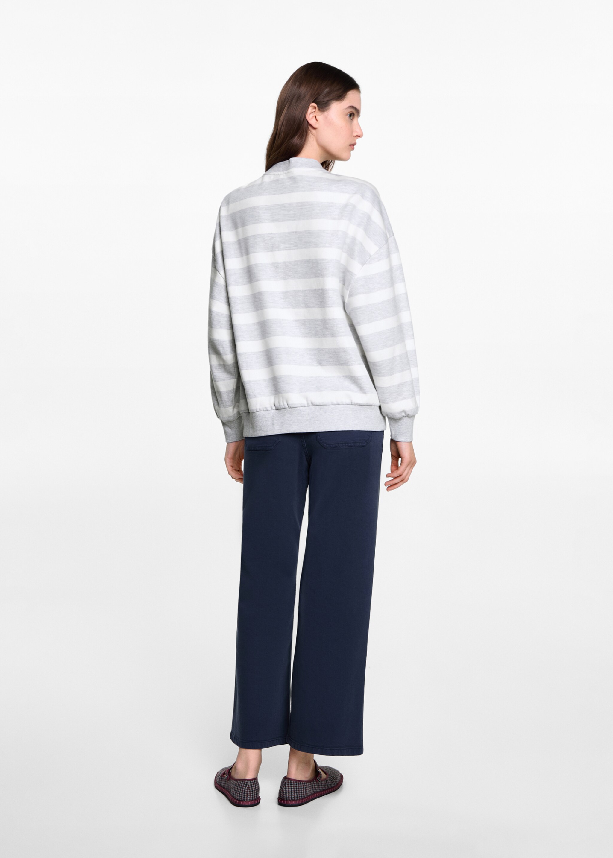 Striped cotton-blend sweatshirt - Reverse of the article, Medium Heather Grey. Ref: 77016740-00.