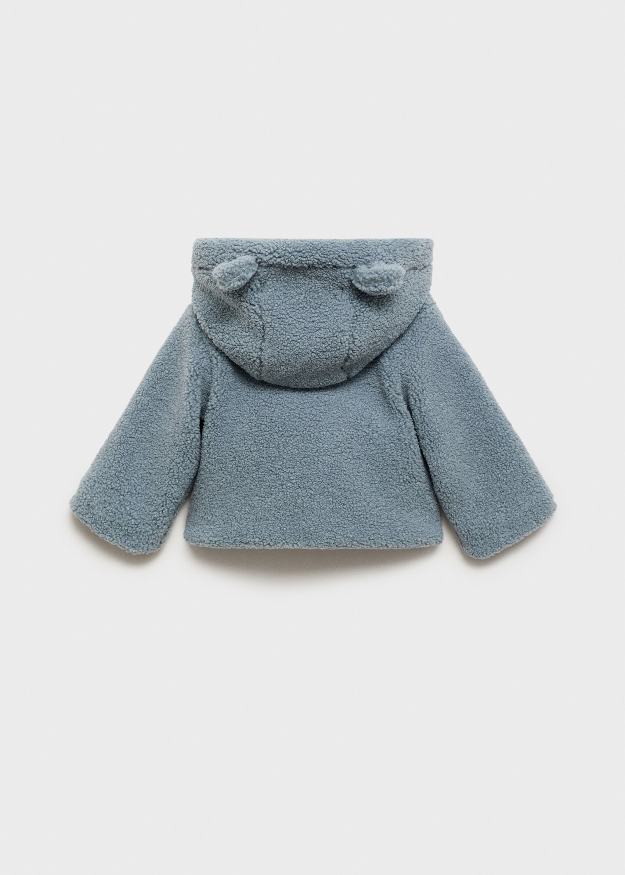 Shearling-effect hooded coat - Reverse of the article, Blue. Ref: 77016741-00.