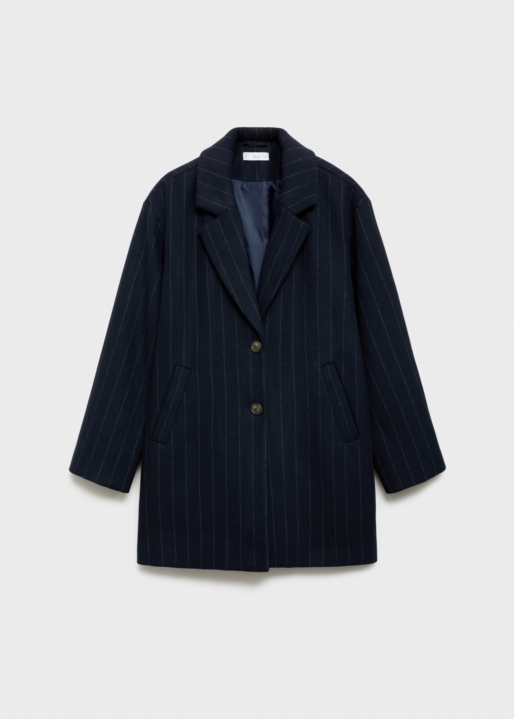 Gestreifter Wollmantel - Artikel ohne Model, Dunkles Marineblau. Ref: 77016742-00.