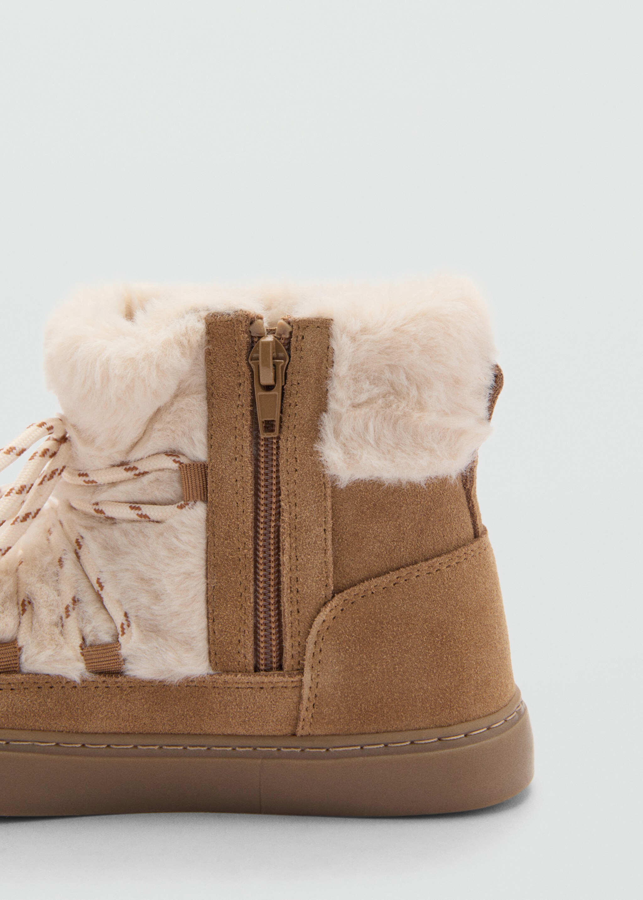 Fur leather ankle boots - Details of the article 1, Medium Brown. Ref: 77016748-00.