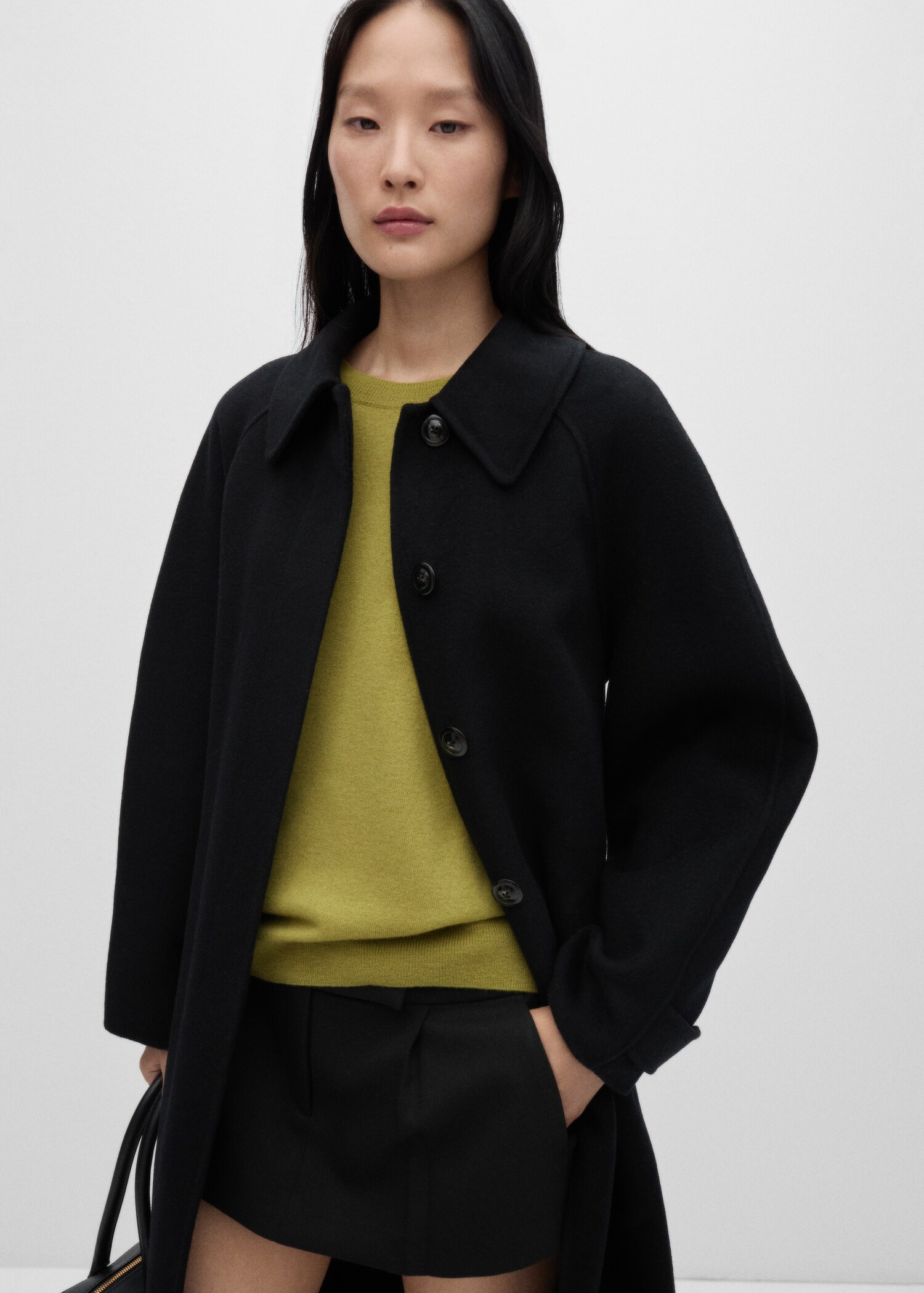 Rounded neck wool sweater - Medium plane