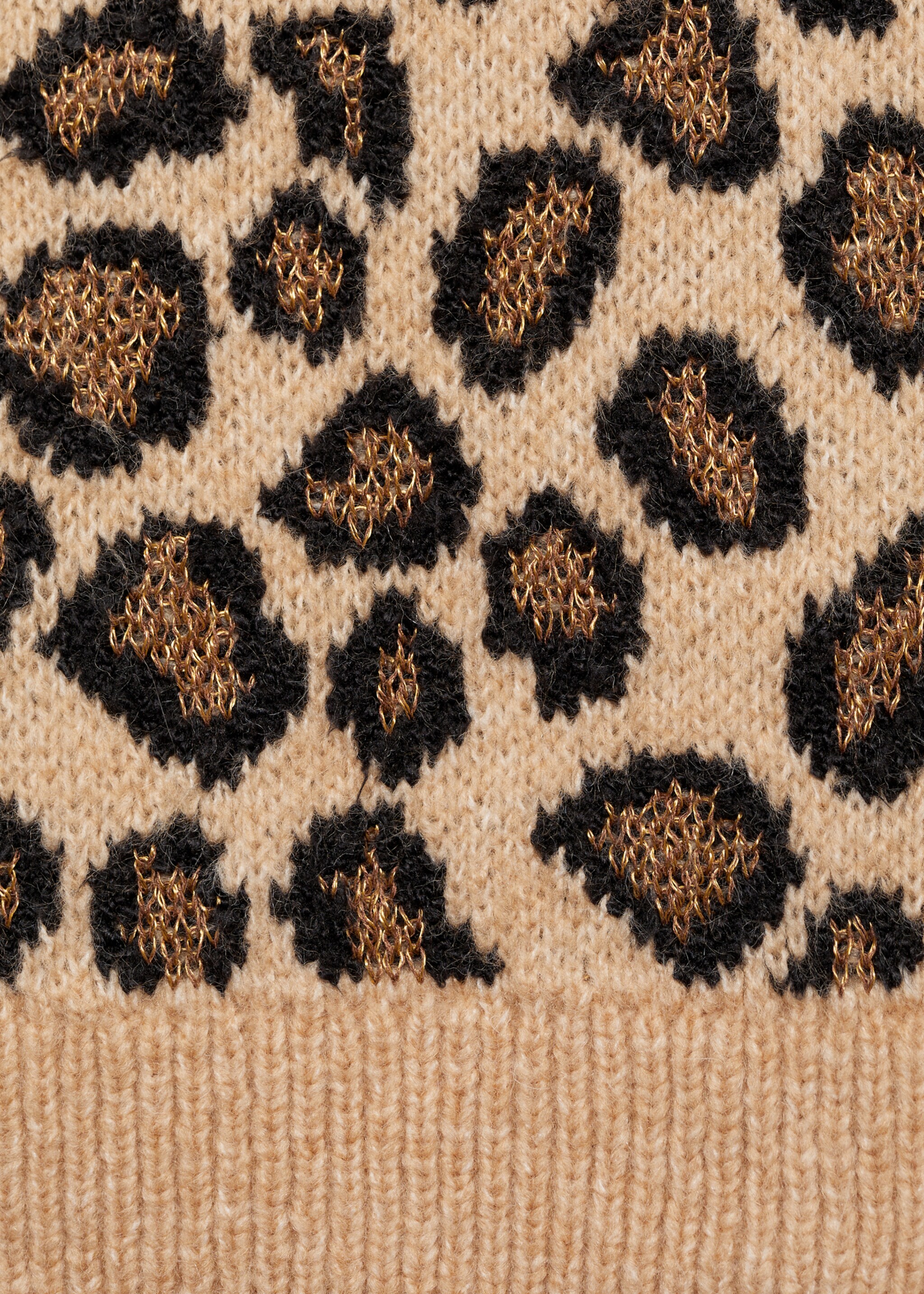 Short-sleeved leopard-print sweater - Details of the article 0, Brown. Ref: 77016752-00.