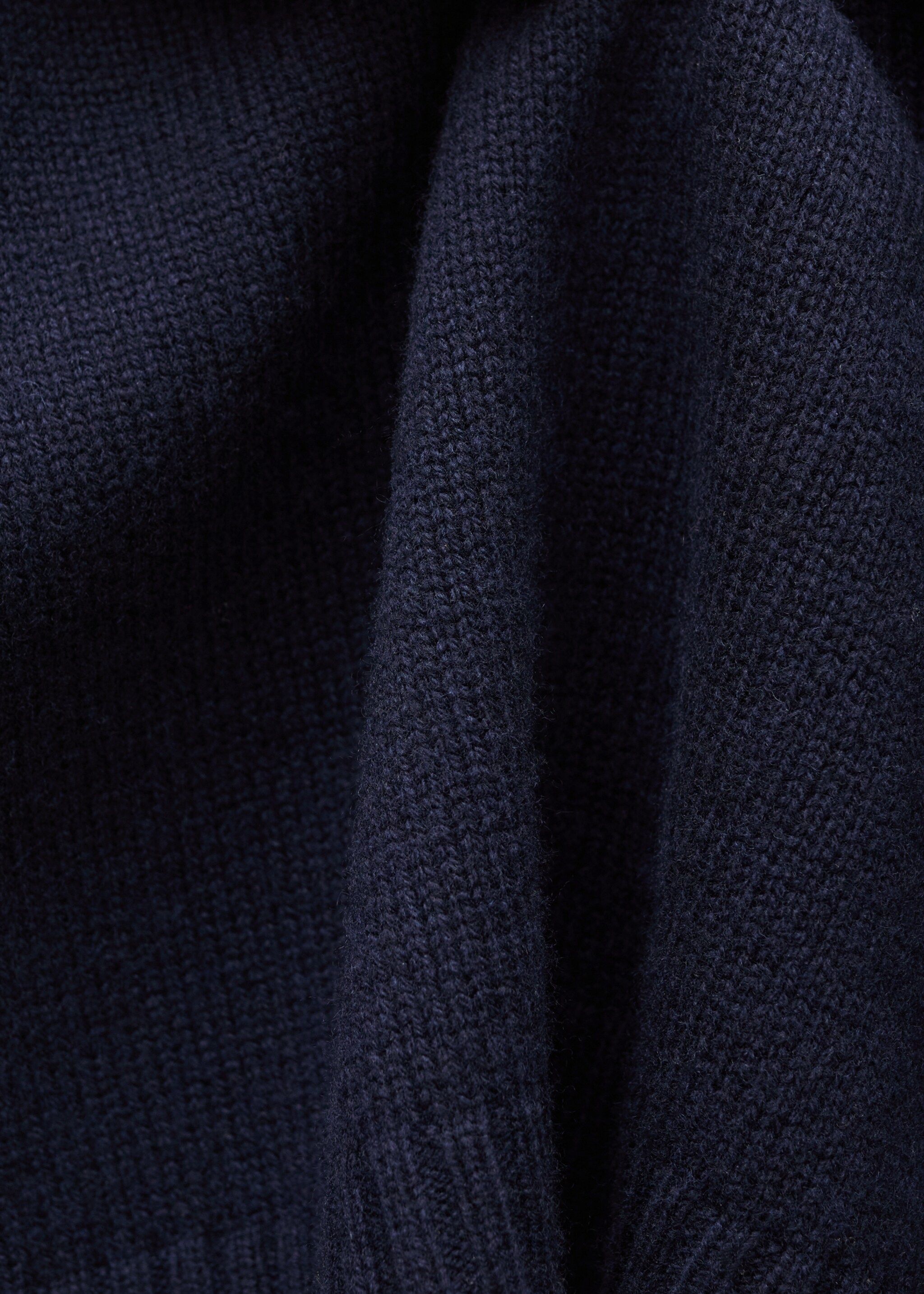 100% wool sweater with lapel collar - Details of the article 0, Dark Navy. Ref: 77016754-00.