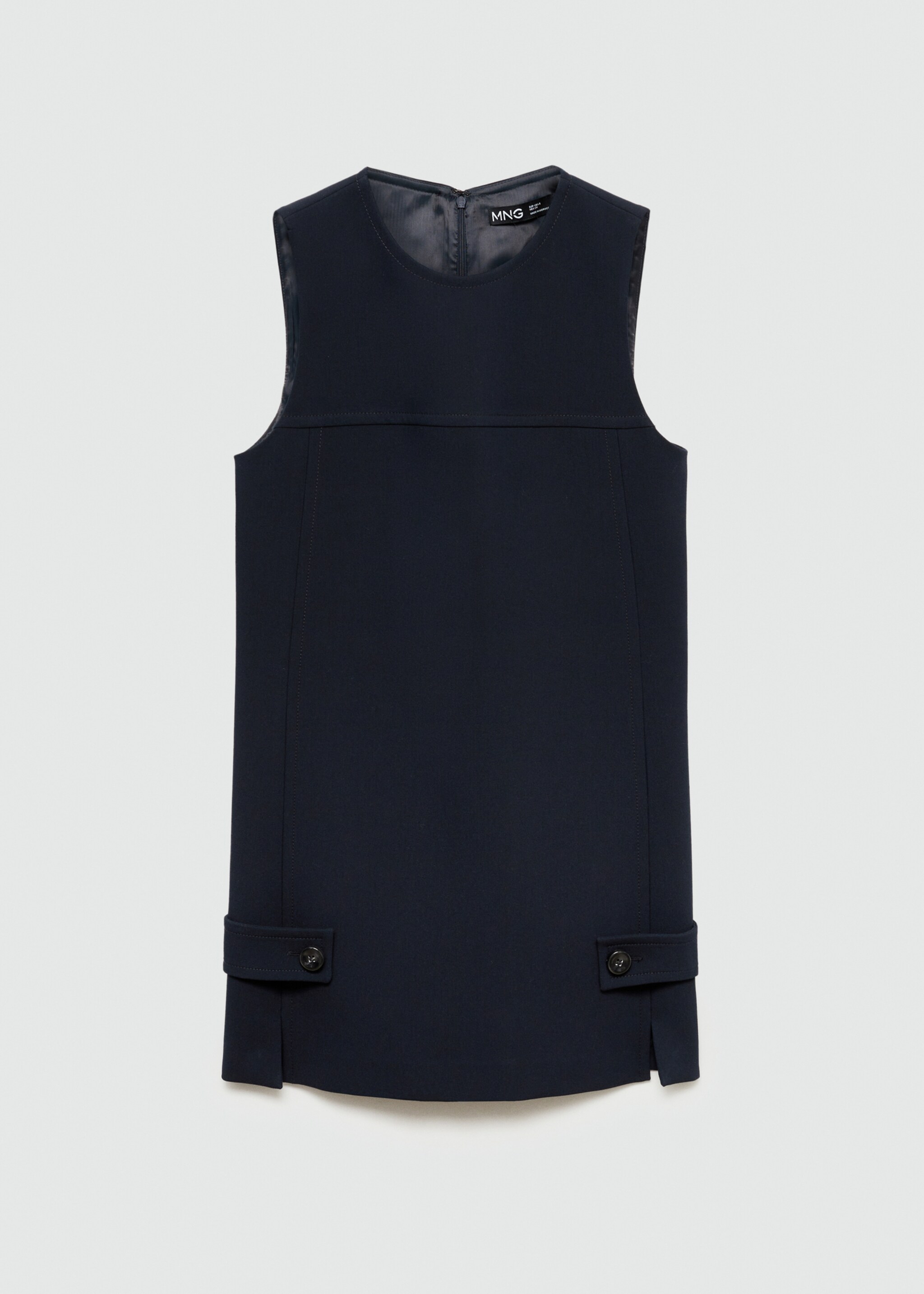 Short dress with decorative buttons - Article without model, Dark Navy. Ref: 77016762-00.