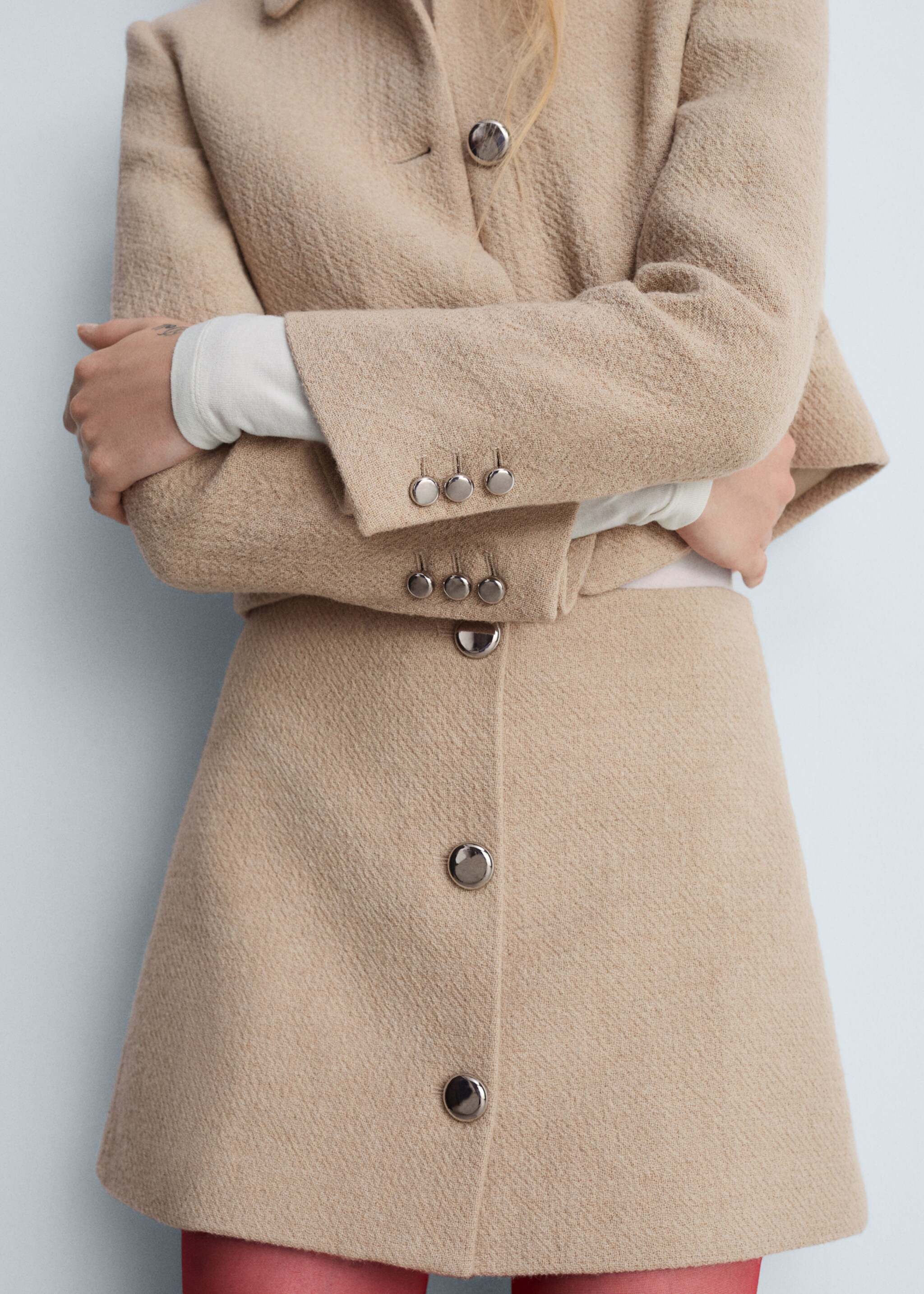 Buttoned cropped jacket - Medium plane, Medium Brown. Ref: 77016763-00.