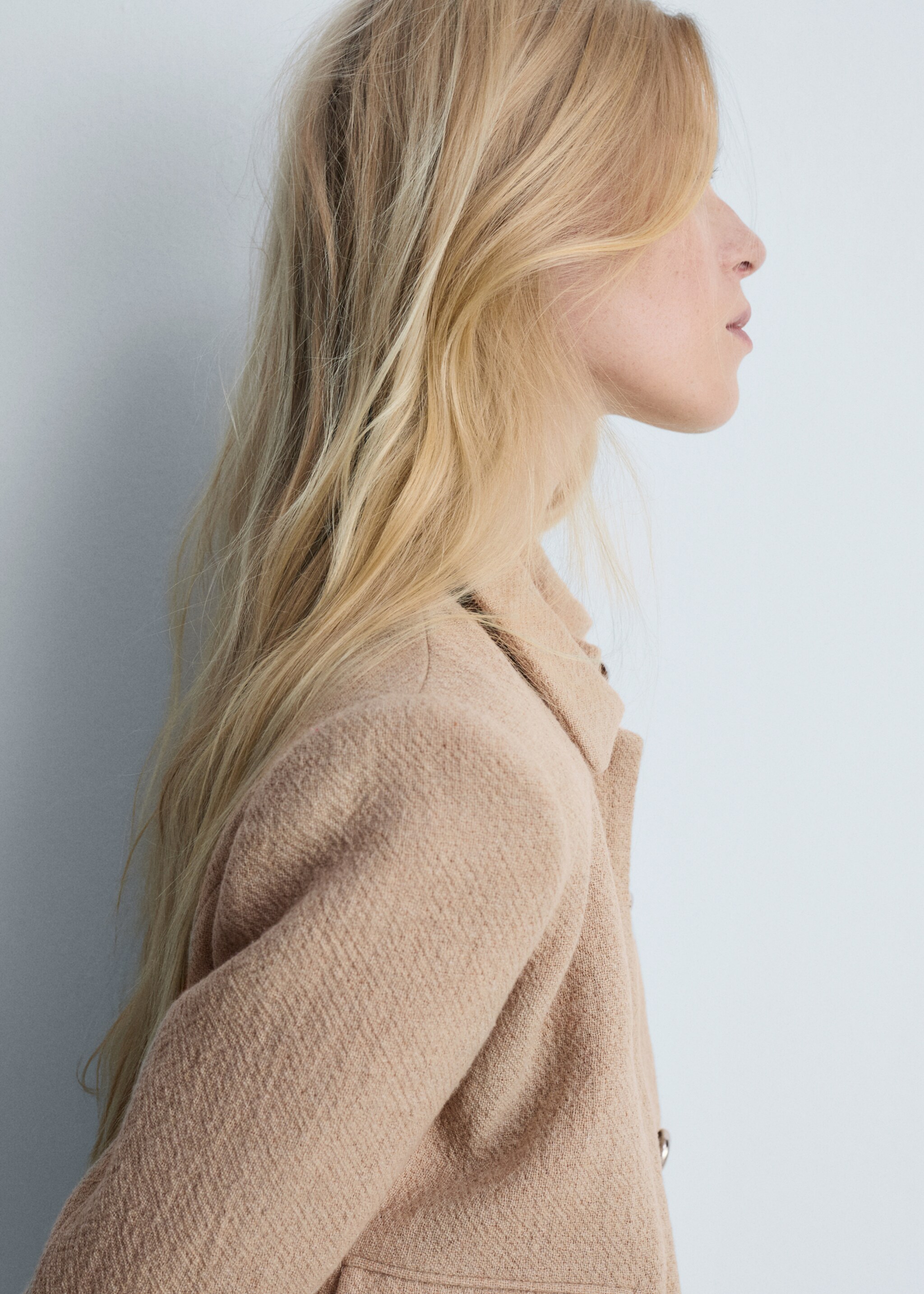 Buttoned cropped jacket - Details of the article 1, Medium Brown. Ref: 77016763-00.