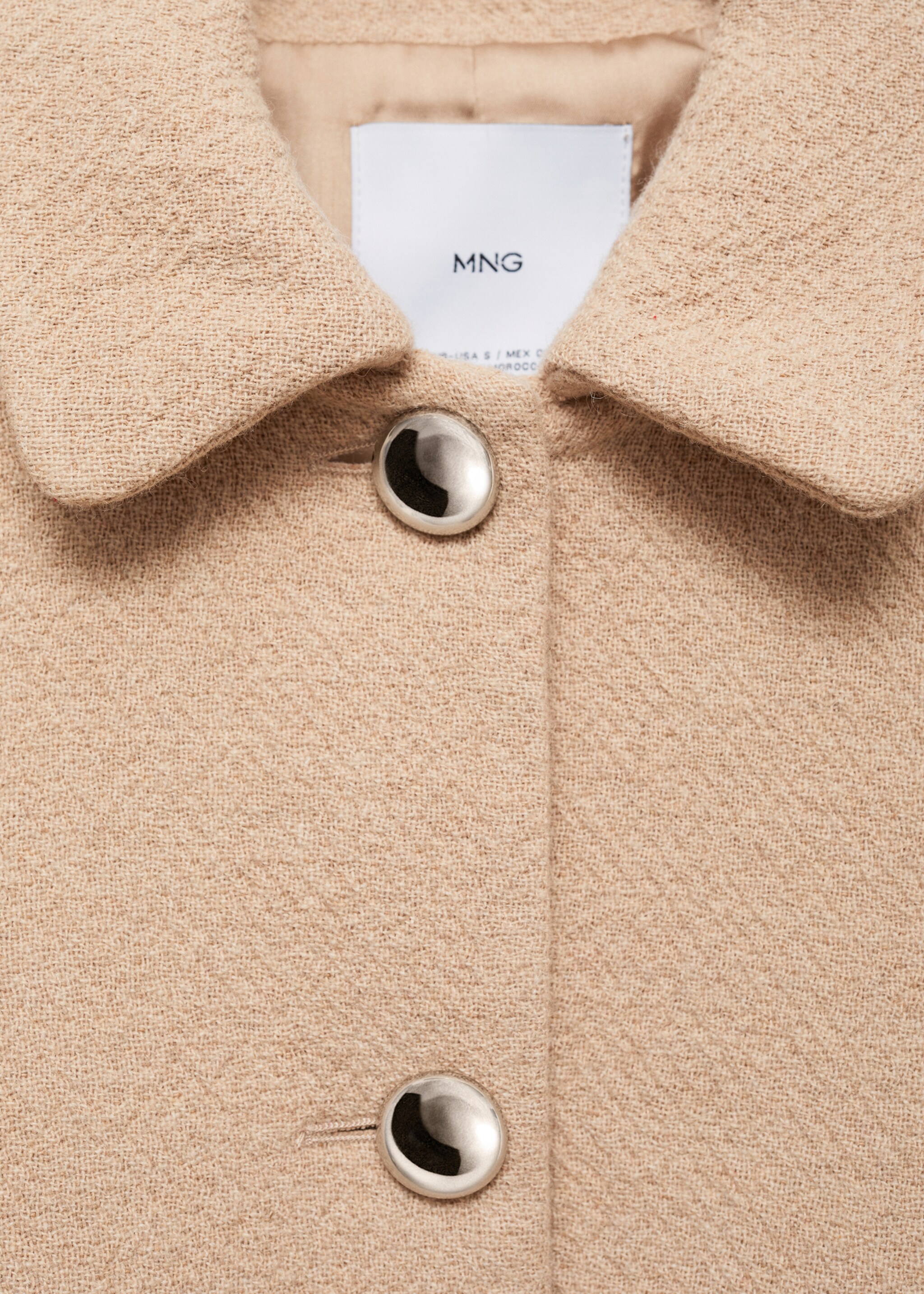 Buttoned cropped jacket - Details of the article 8, Medium Brown. Ref: 77016763-00.