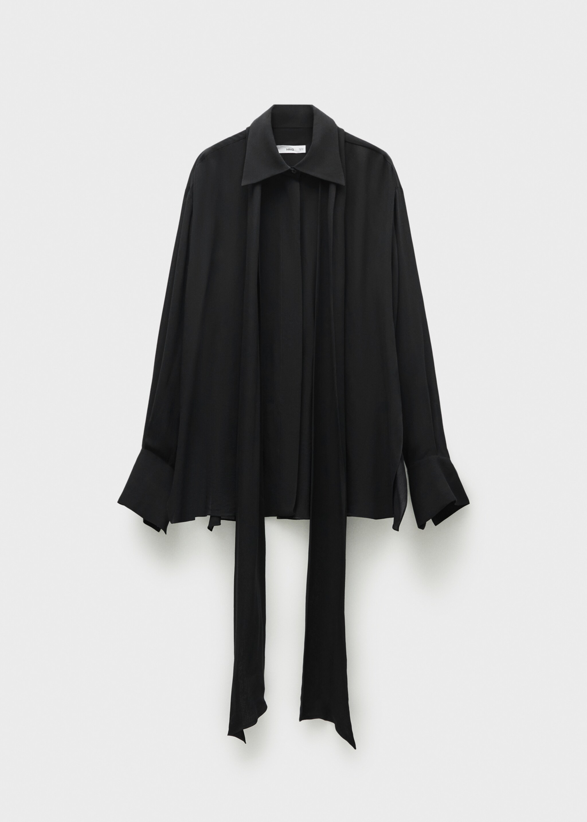 Semi-transparent lace shirt - Article without model, Black. Ref: 77016764-00.