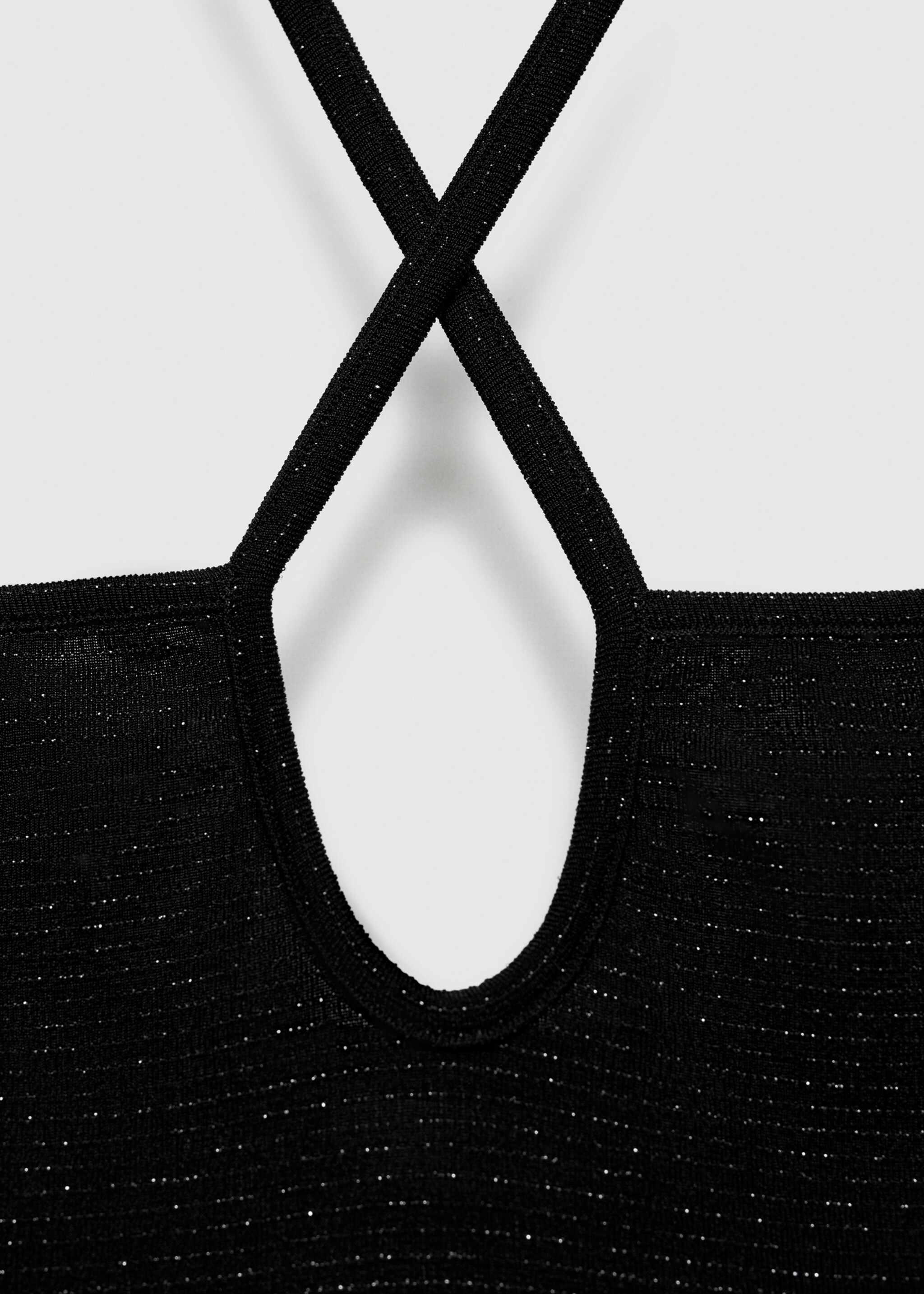 Textured lurex knitted top - Details of the article 8, Black. Ref: 77016766-00.