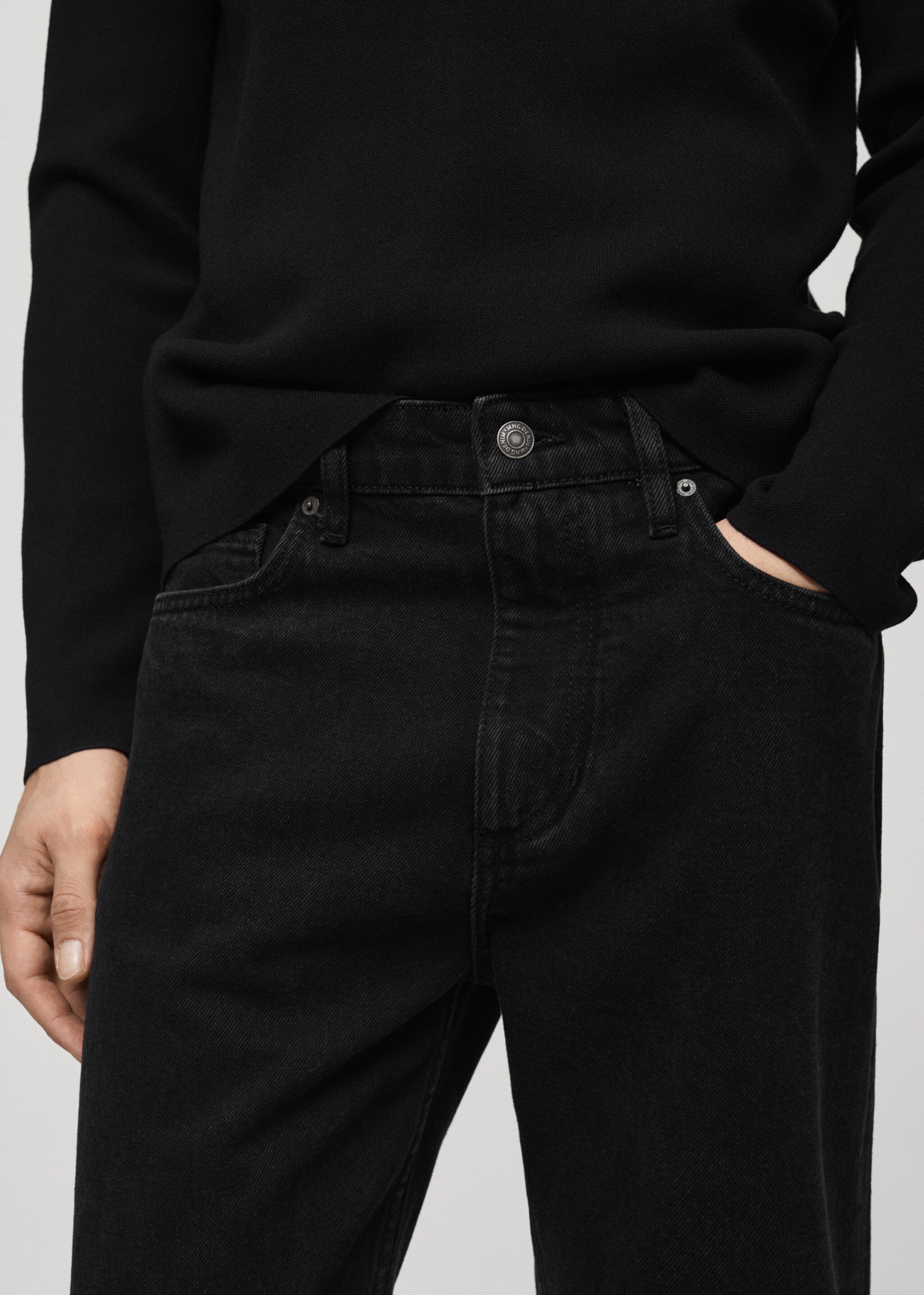 Jeans tapered-fit negros - Detalle del artículo 1, Denim negro. Ref: 77016767-00.