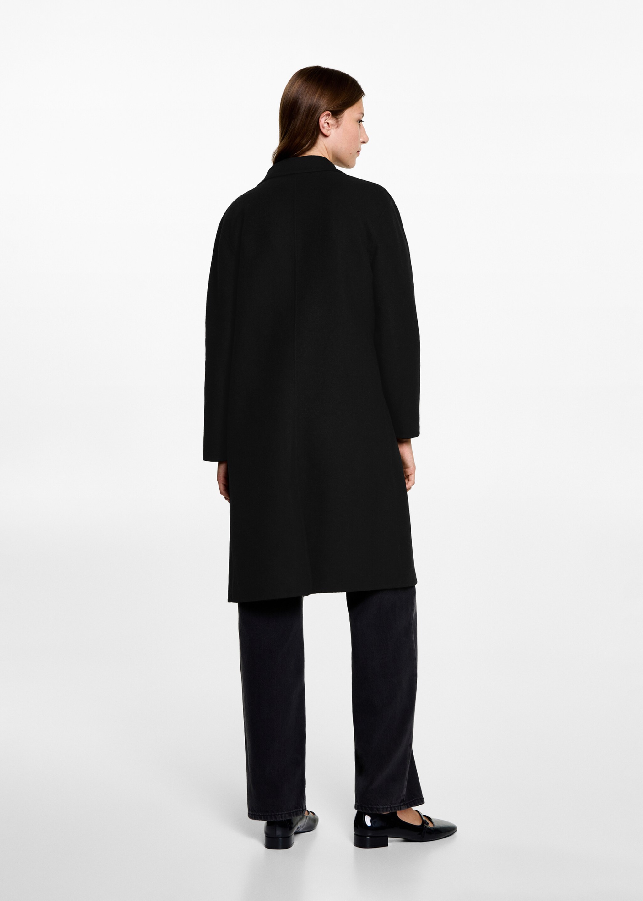 Long cloth coat - Reverse of the article, Black. Ref: 77017113-00.