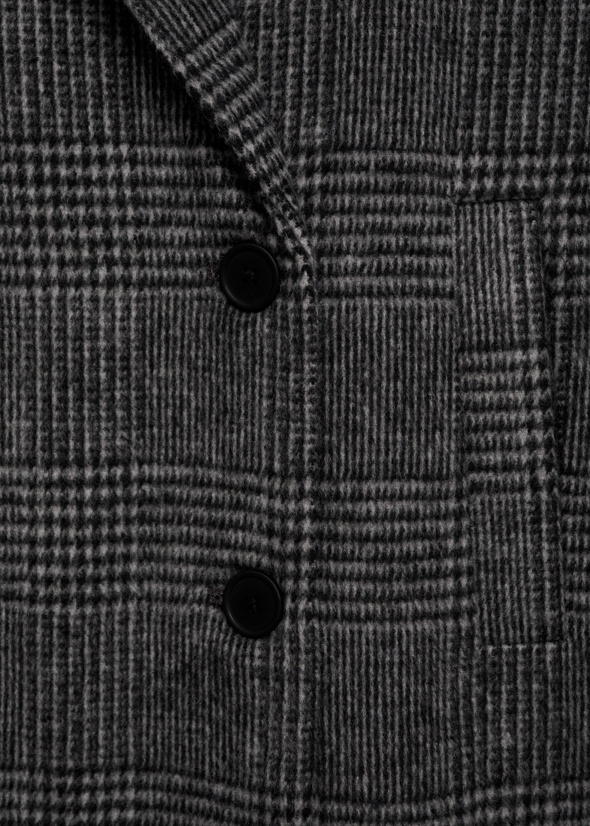 Checked wool-blend overcoat - Details of the article 0, Grey. Ref: 77017115-00.