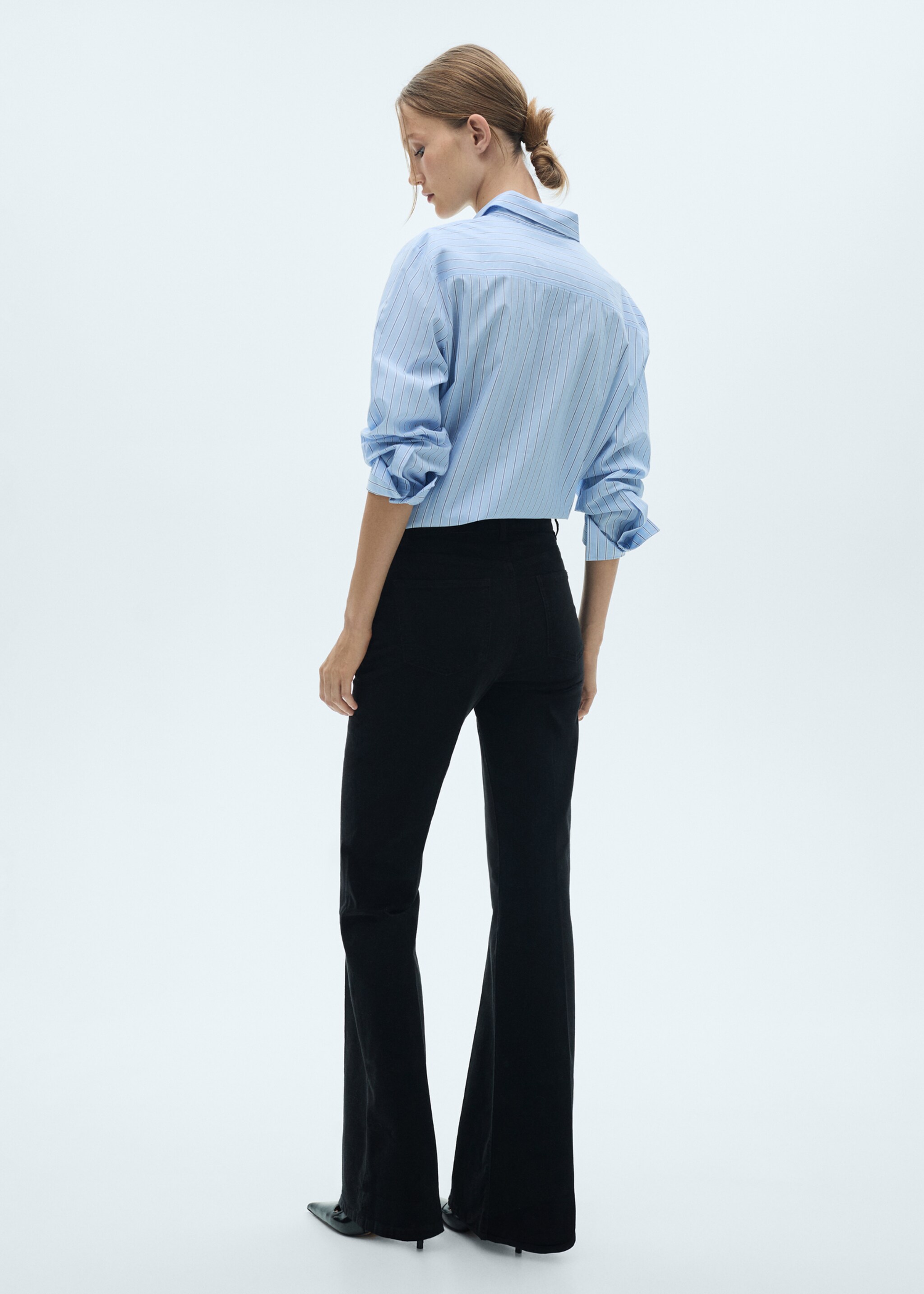 Corduroy flared jeans - Reverse of the article, Black. Ref: 77017118-00.