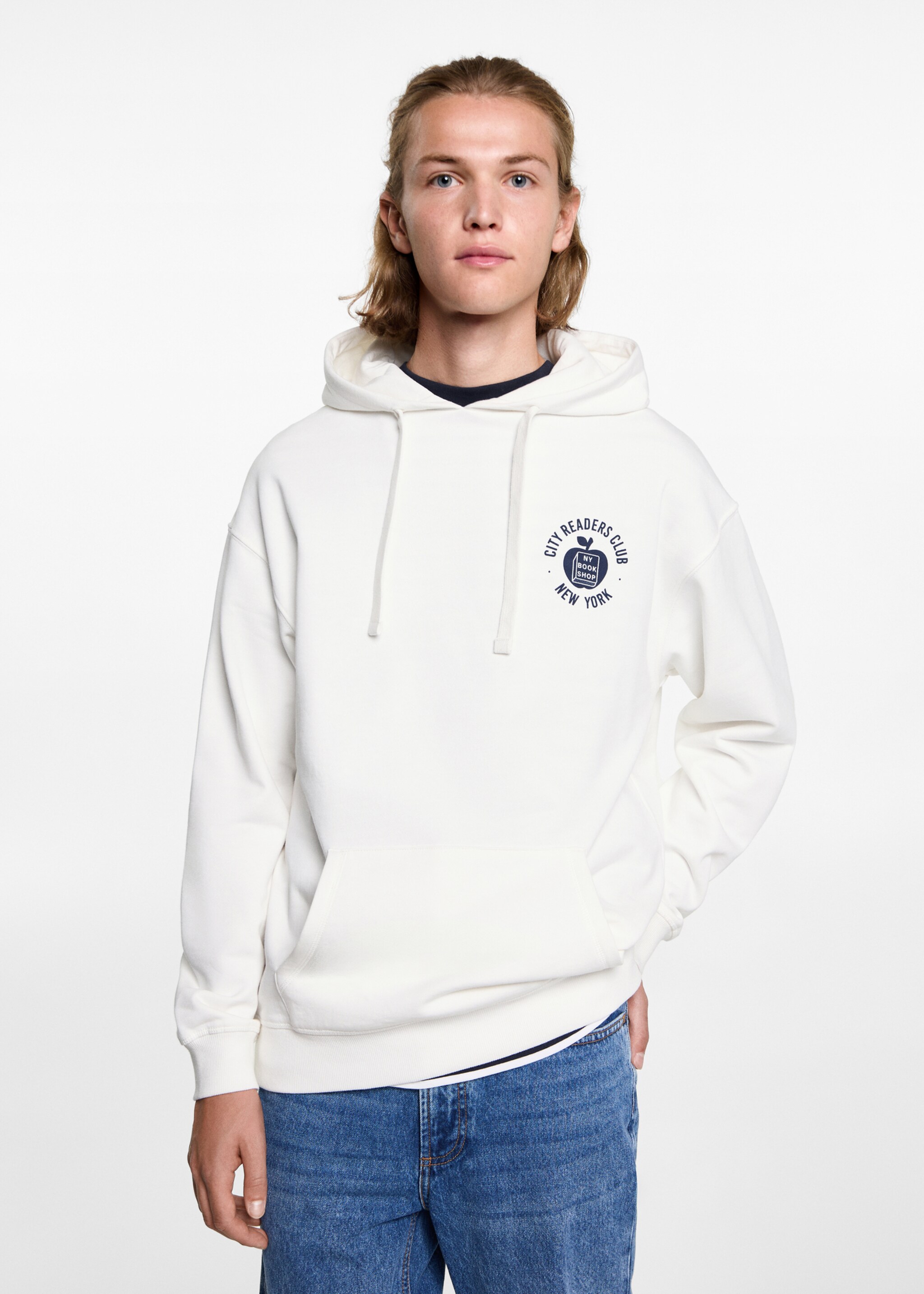 Sweat-shirt oversize imprimé - Plan moyen, Blanc cassé. Ref: 77017121-00.