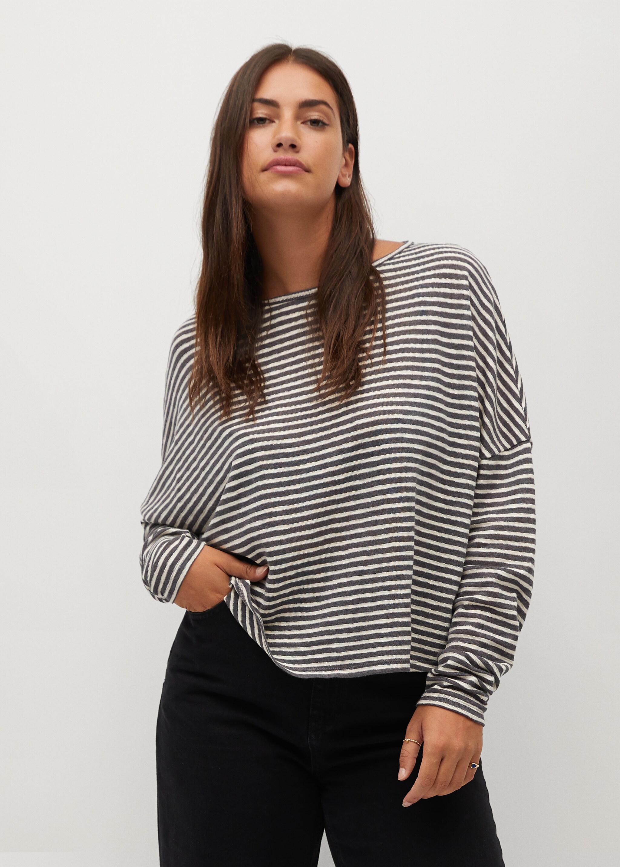 Camiseta algodón rayas - Plano medio