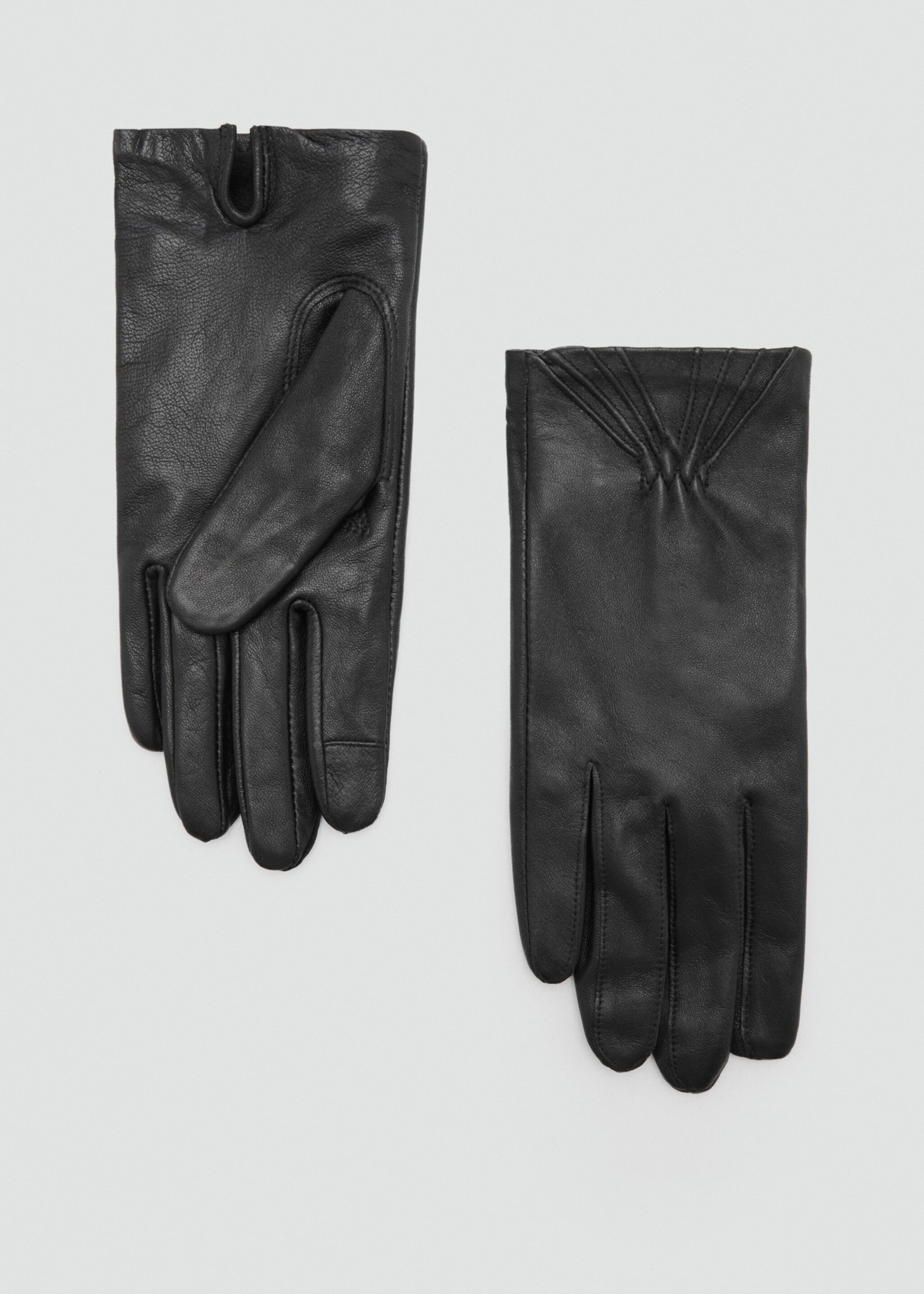 Gants cuir détail froncé - Article sans modèle, Noir. Ref: 77017659-00.