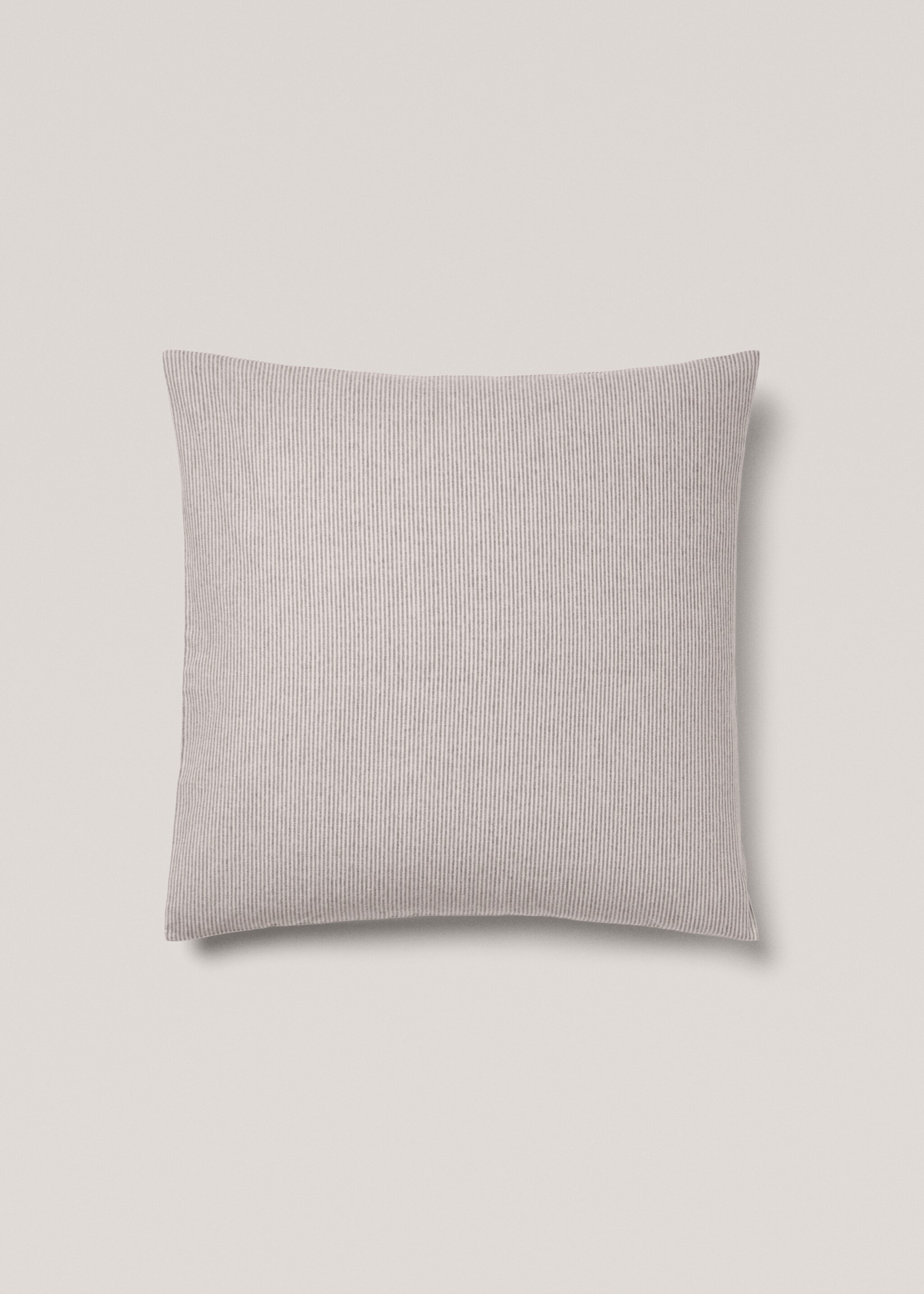 Gestreifter Kopfkissenbezug aus Baumwoll-Flanell 60 x 60 cm - Artikel ohne Model, Beige. Ref: 77017661-00.