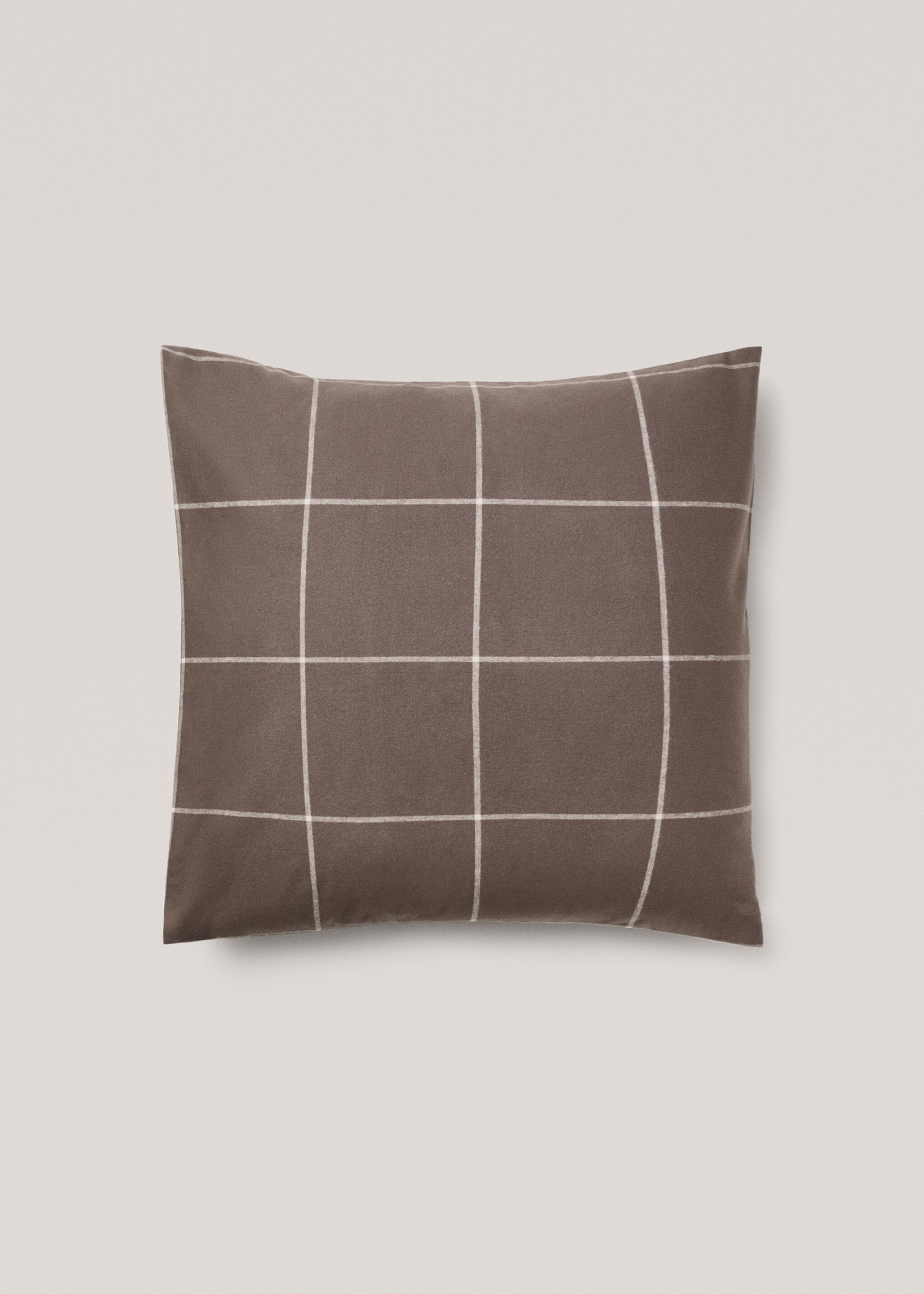Povlak na polštář s kostkou bavlněný flanel 60 x 60 cm - Zboží bez modelu, Čokoládová. Ref: 77017664-00.