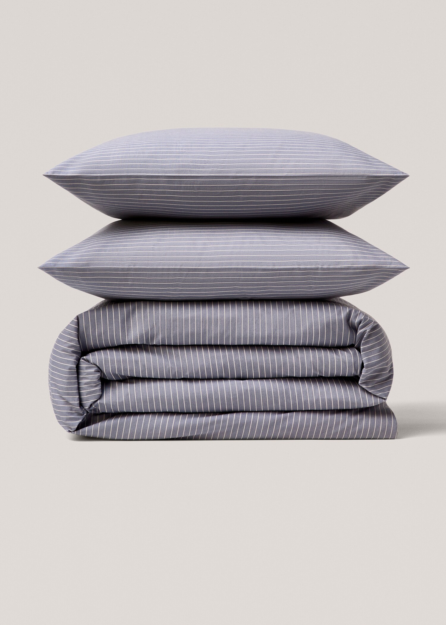 Housse de couette percale de coton rayures lit de 180 cm - Article sans modèle