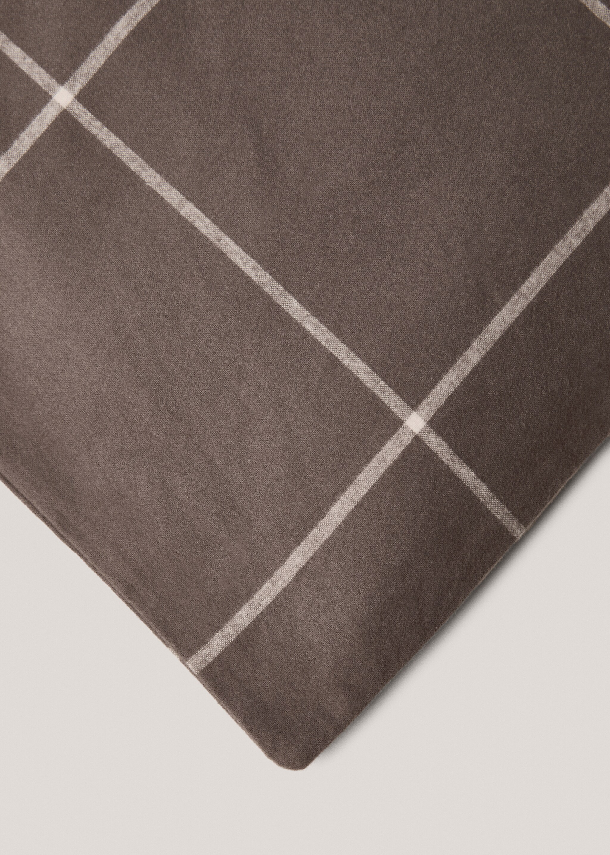 Rutigt påslakan i bomullsflanell 90 cm säng - Detaljer om artikeln 2, Choklad. Ref: 77017669-00.