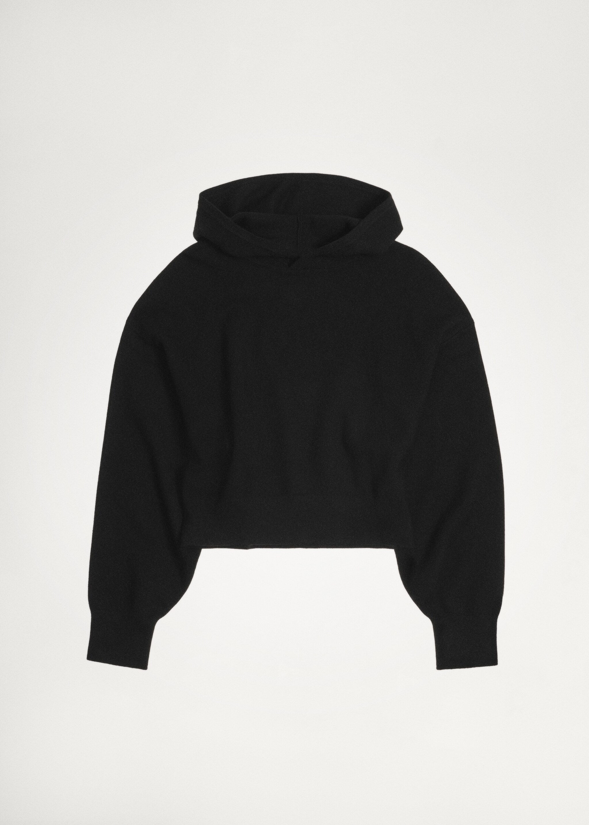 Hooded knit sweater - Details of the article 5, Black. Ref: 77017673-00.