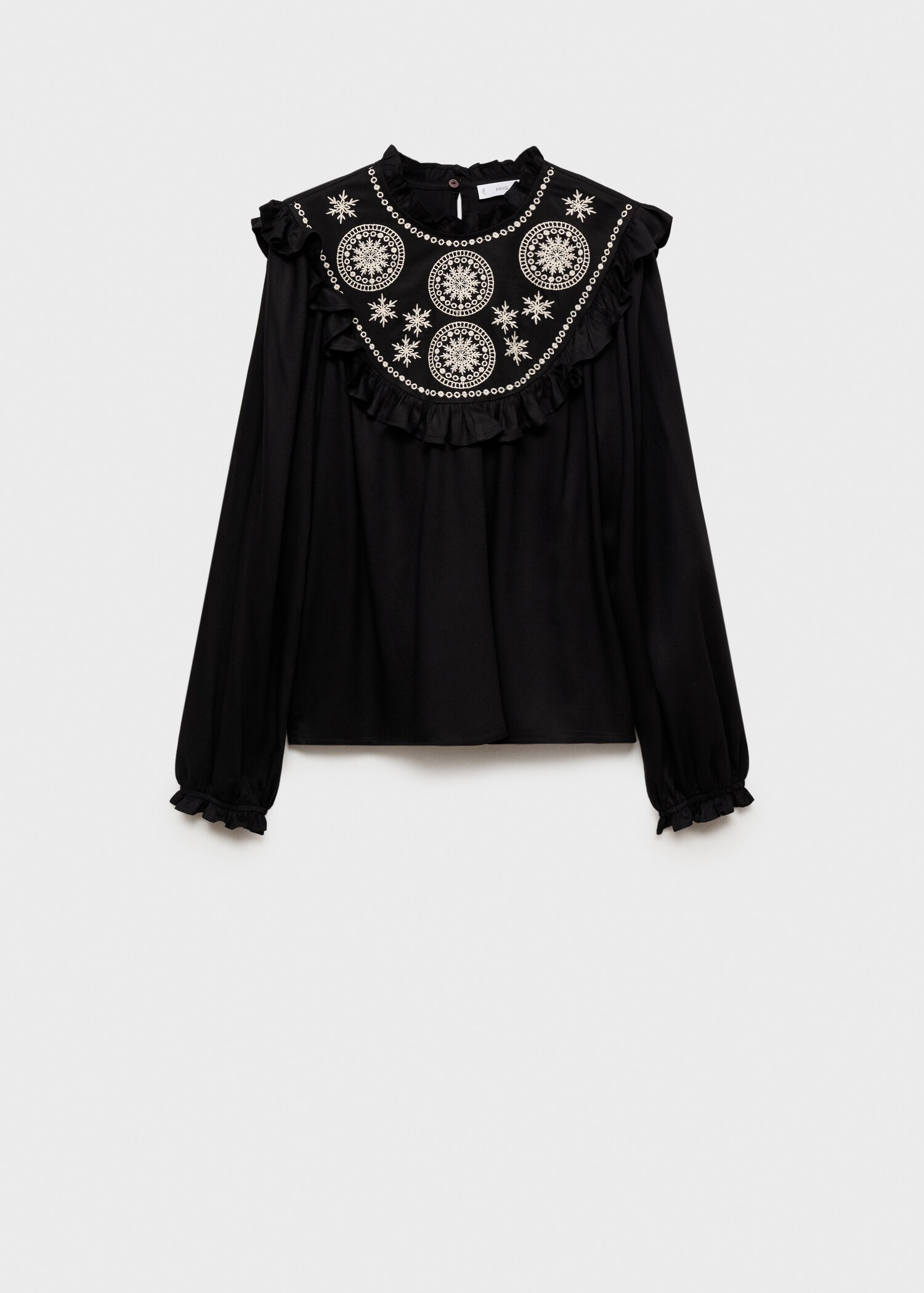 Fließende Bluse mit gestickten Details - Artikel ohne Model