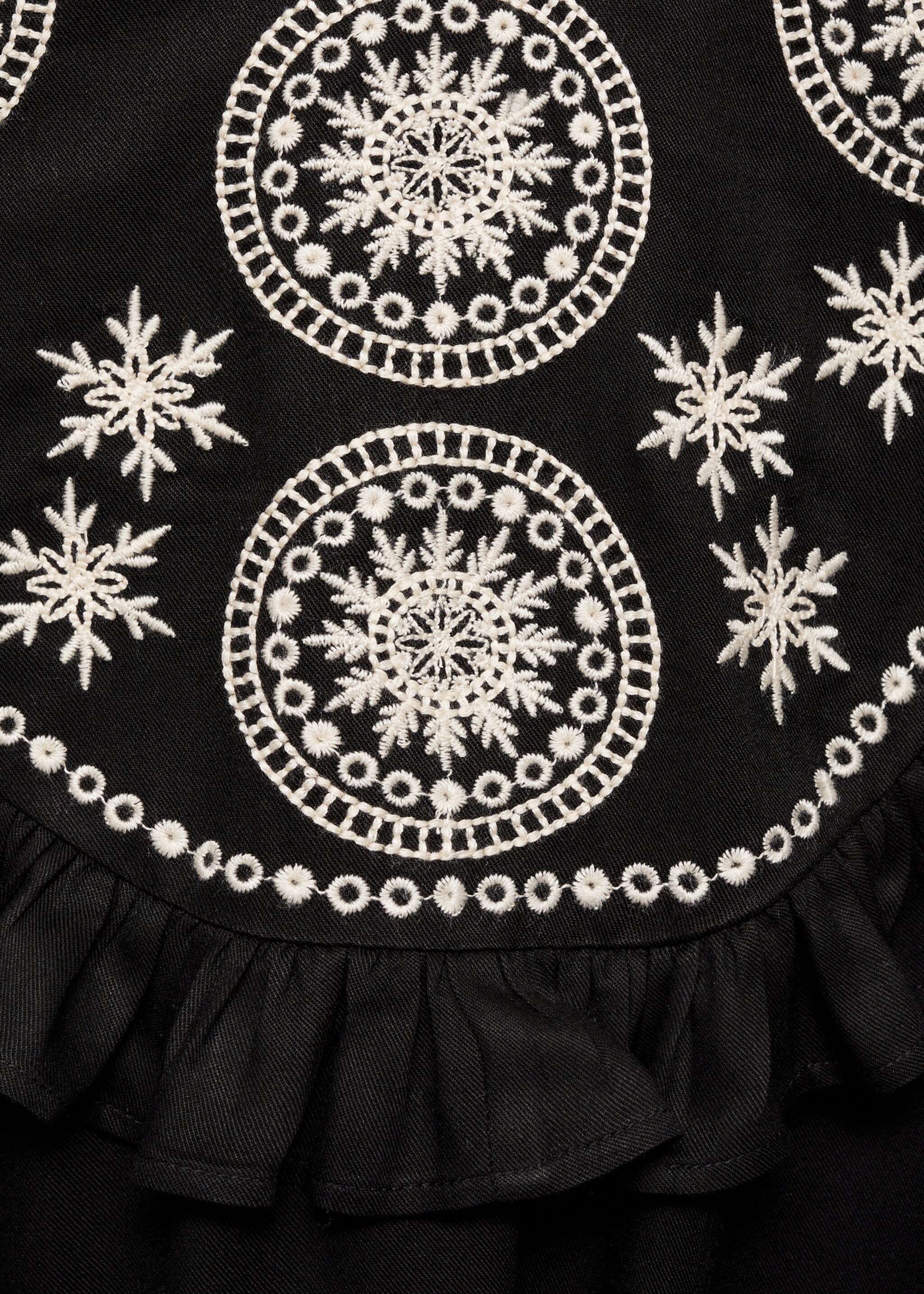 Fließende Bluse mit gestickten Details - Detail des Artikels 8, Schwarz. Ref: 77017677-00.
