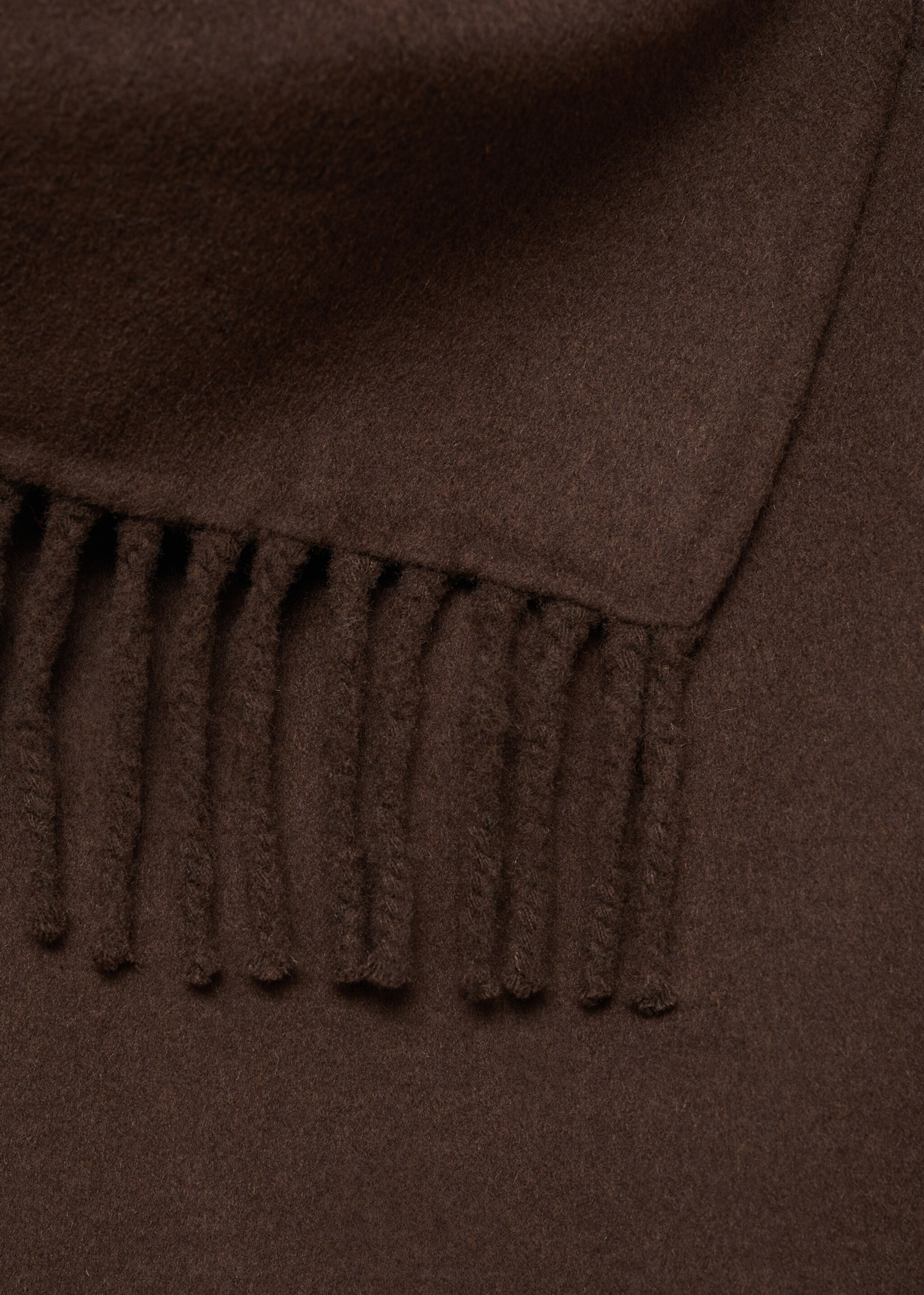 Manteau laine écharpe franges - Détail de l'article 0, Chocolat. Ref: 77017679-00.